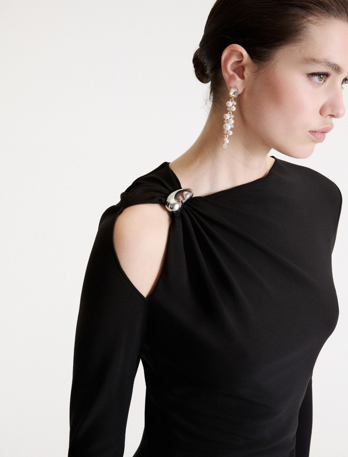 Robe en jersey à détail asymétrique - NOIR - Marella - 5