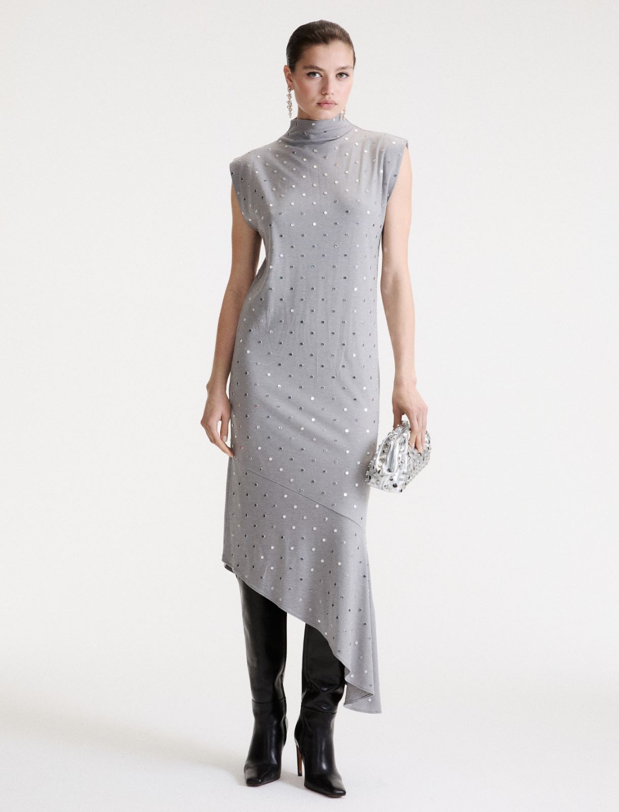 Vestido sin mangas con microtachuelas - GRIS MELANGE - Marella - 2