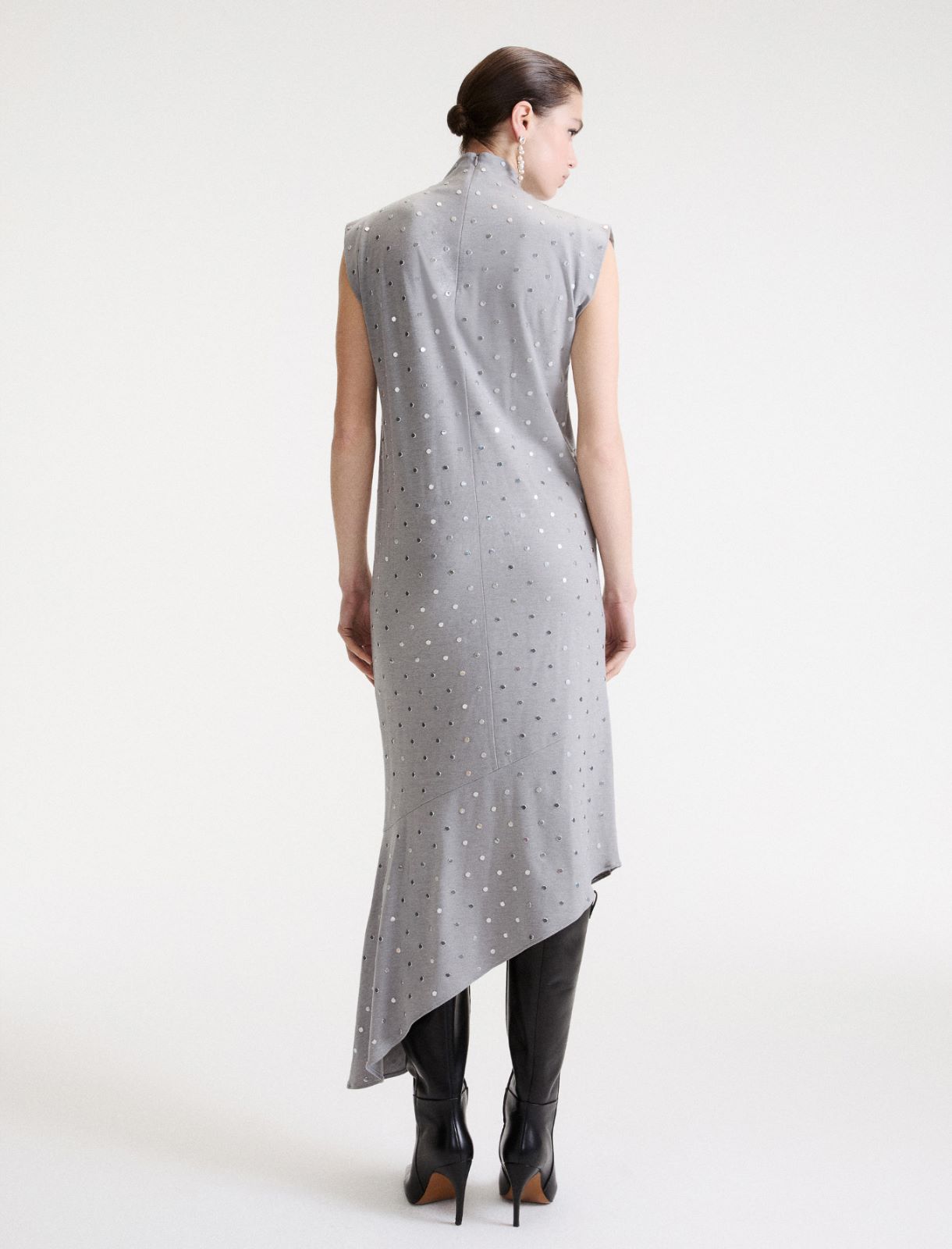 Vestido sin mangas con microtachuelas - GRIS MELANGE - Marella - 3