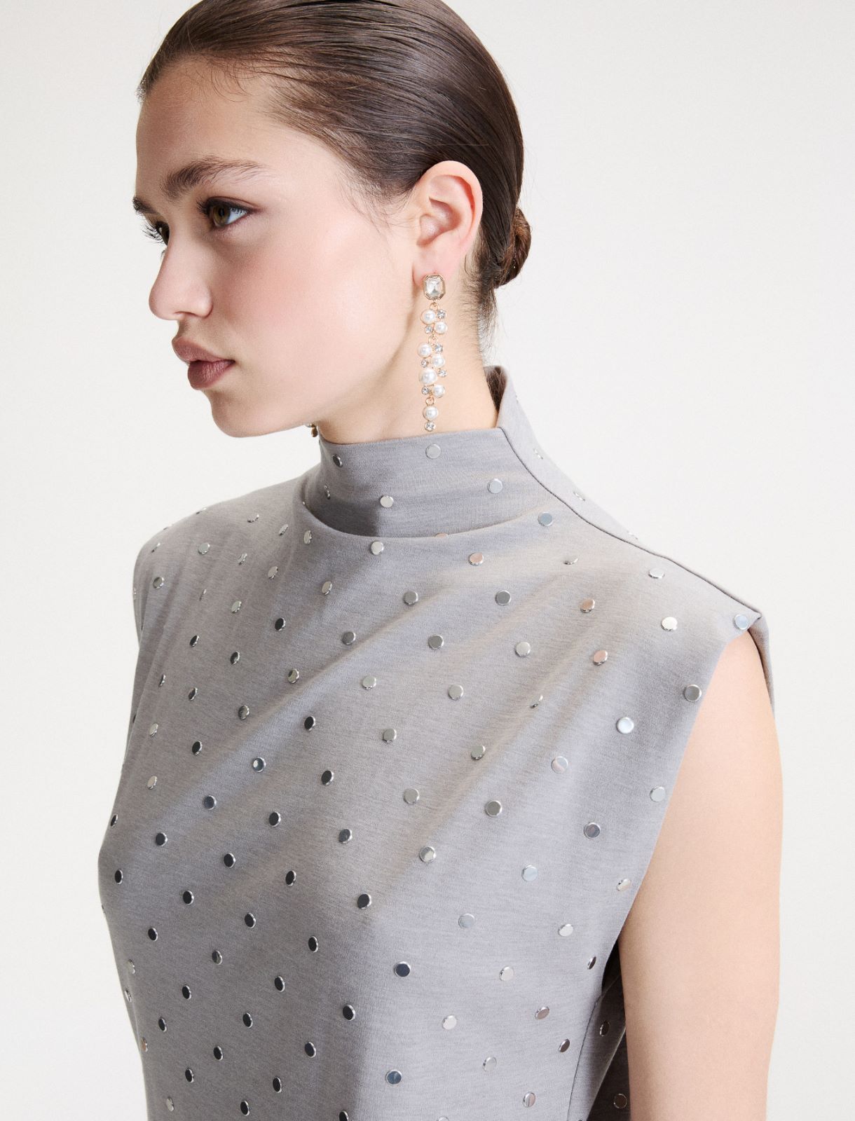 Vestido sin mangas con microtachuelas - GRIS MELANGE - Marella - 5