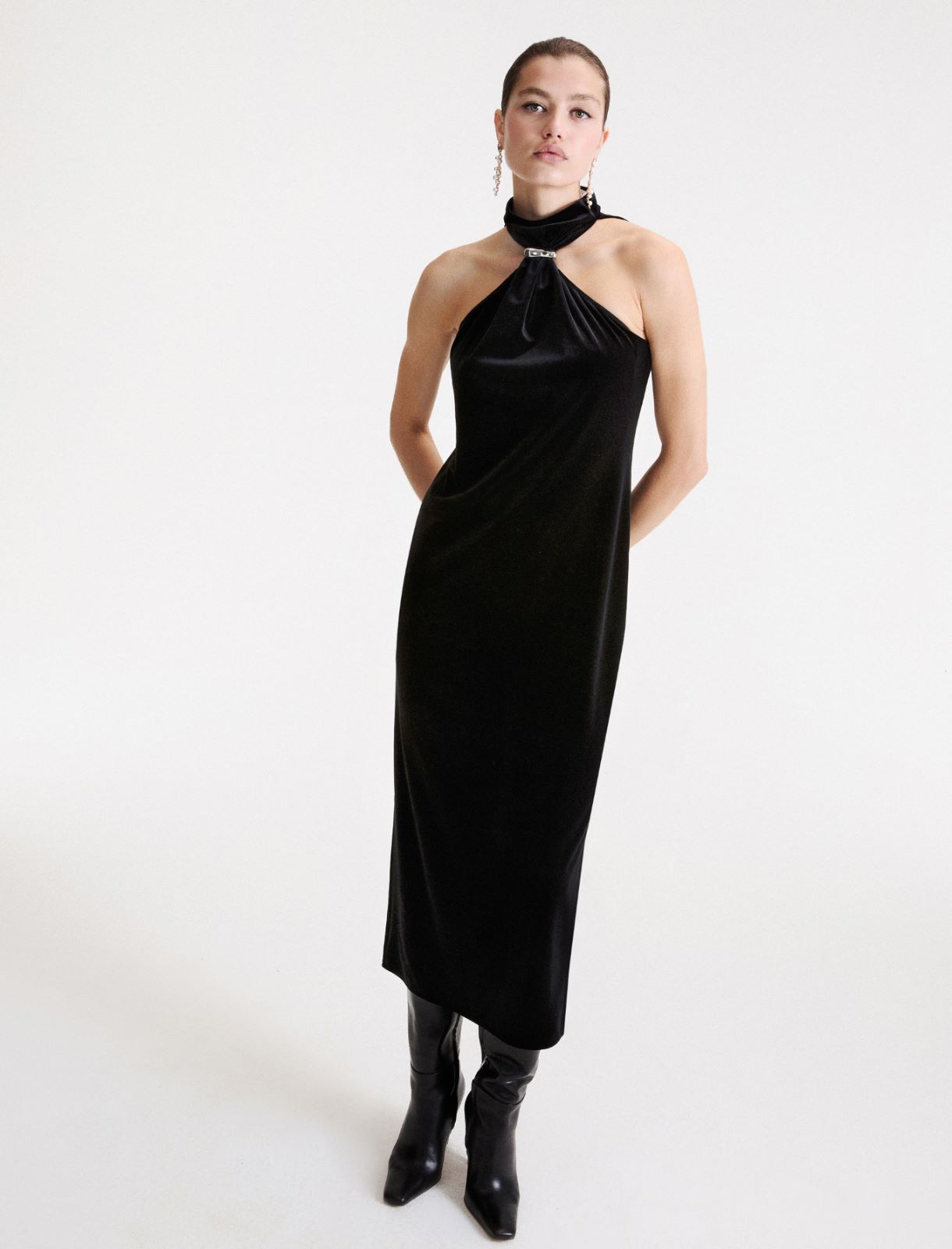 Robe élégante en velours - NOIR - Marella - 4