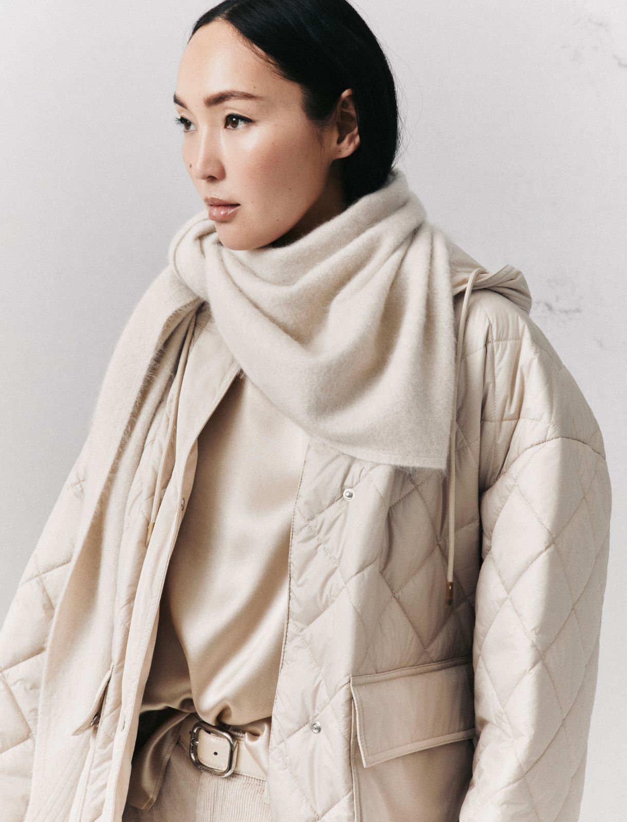 Triangular cashmere-blend scarf - TURTLEDOVE - Marella - 3