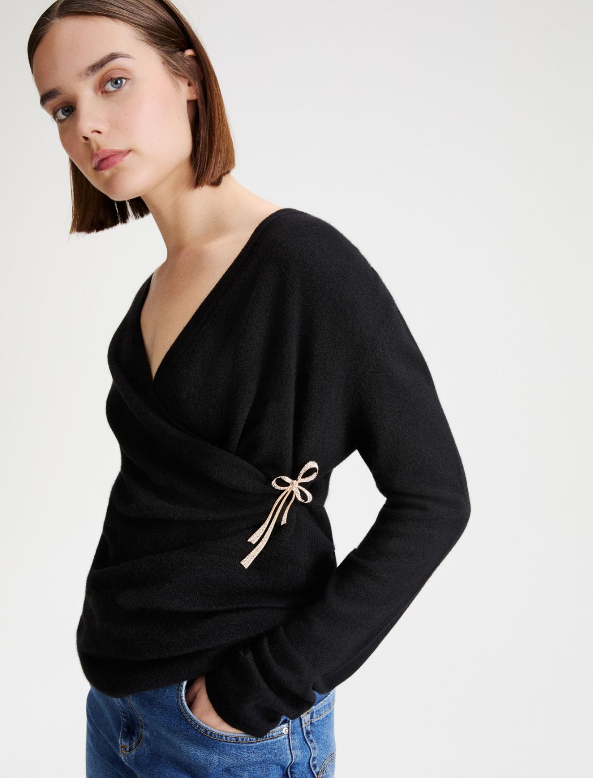 Crystal-embellished bow brooch - GOLD - Marella - 3