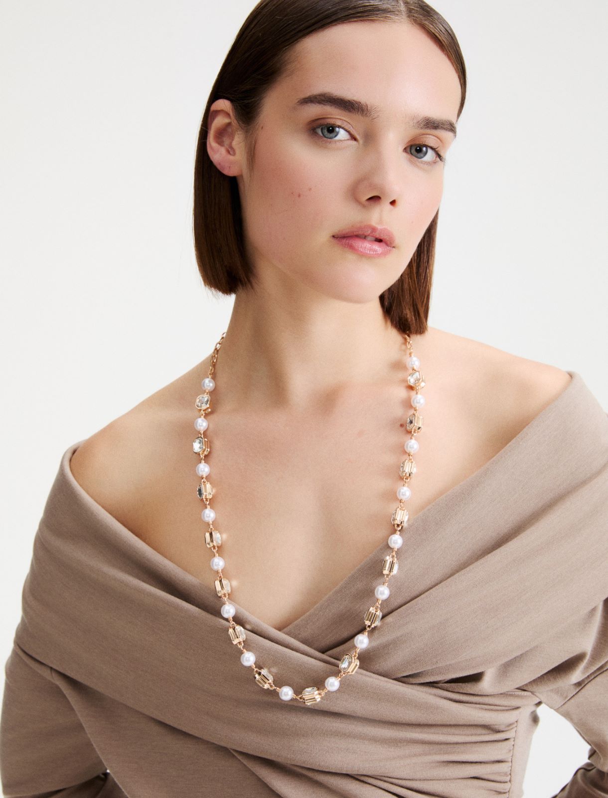 Long pearl and crystal necklace - GOLD - Marella - 3