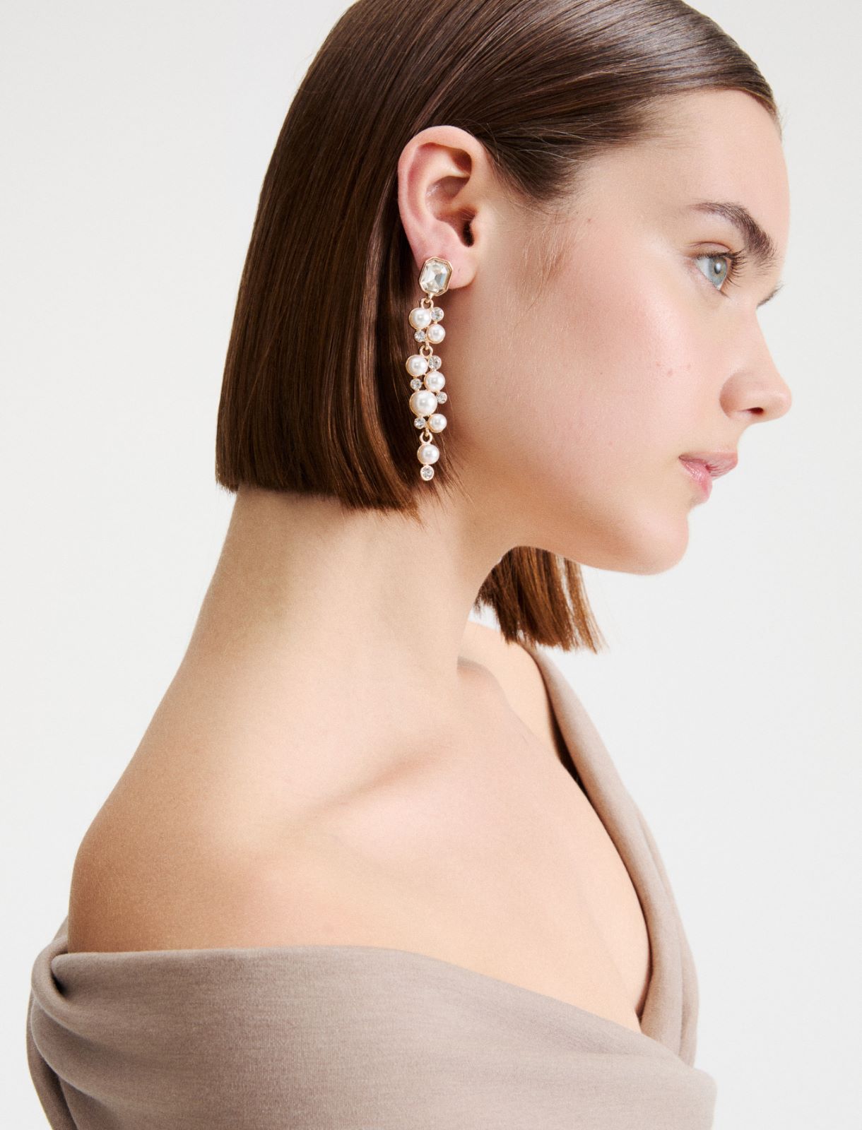 Cabochon crystal drop earrings - GOLD - Marella - 3
