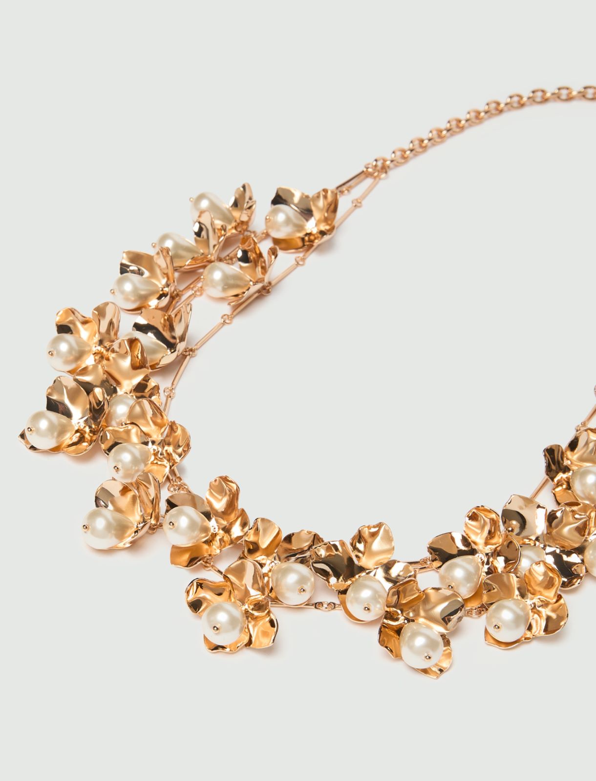 Metallic necklace with buds and pearls - GOLD - Marella - 2