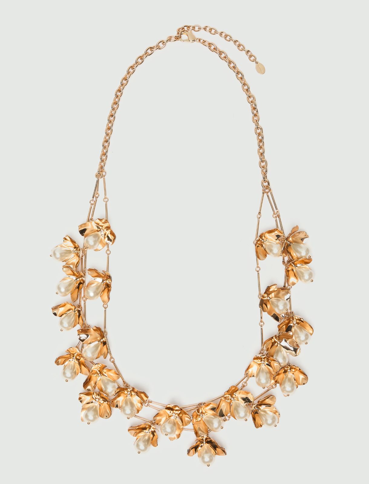Metallic necklace with buds and pearls - GOLD - Marella