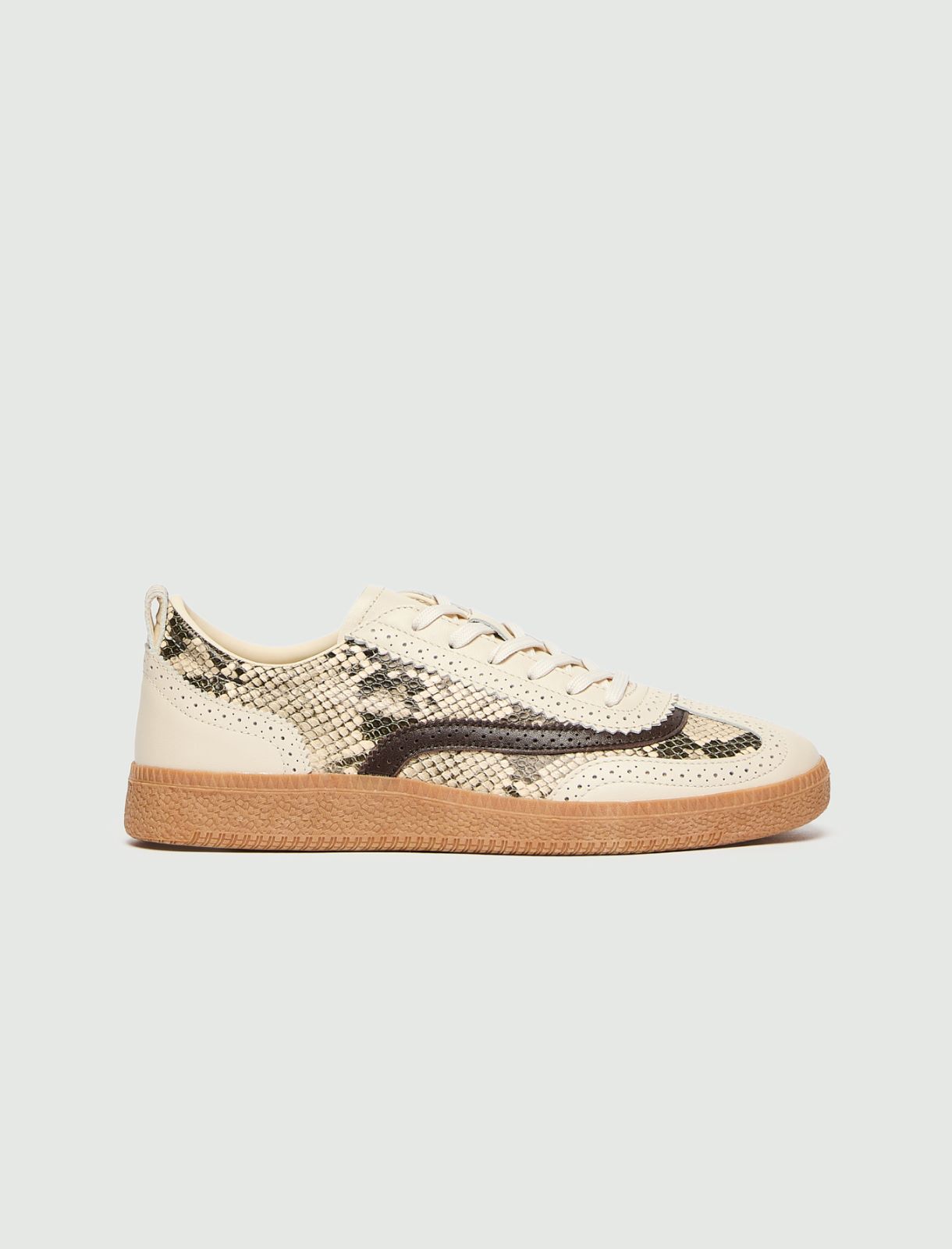 Sneakers en cuir imprimé python - NATUREL - Marella