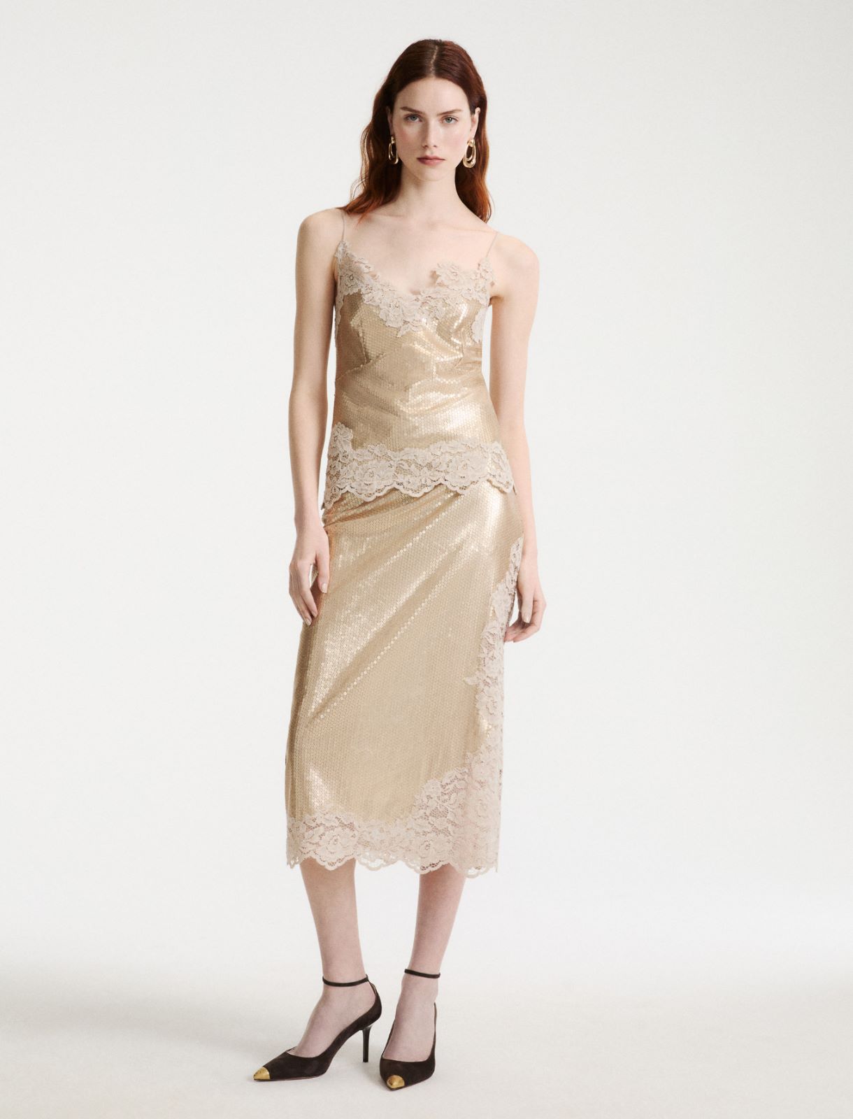 Sequin-embroidered tulle and lace skirt - PLATINUM - Marella - 4