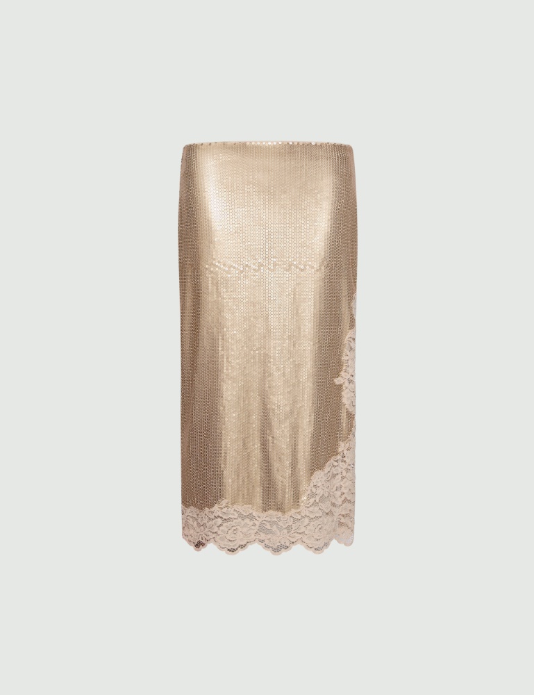 Sequin-embroidered tulle and lace skirt - Marella