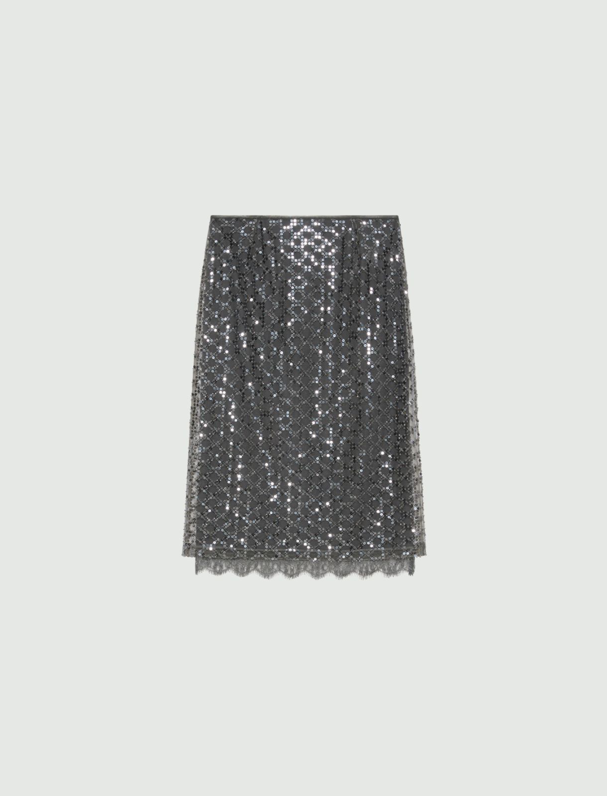 Gonna con paillette e perline - GRIGIO MEDIO - Marella
