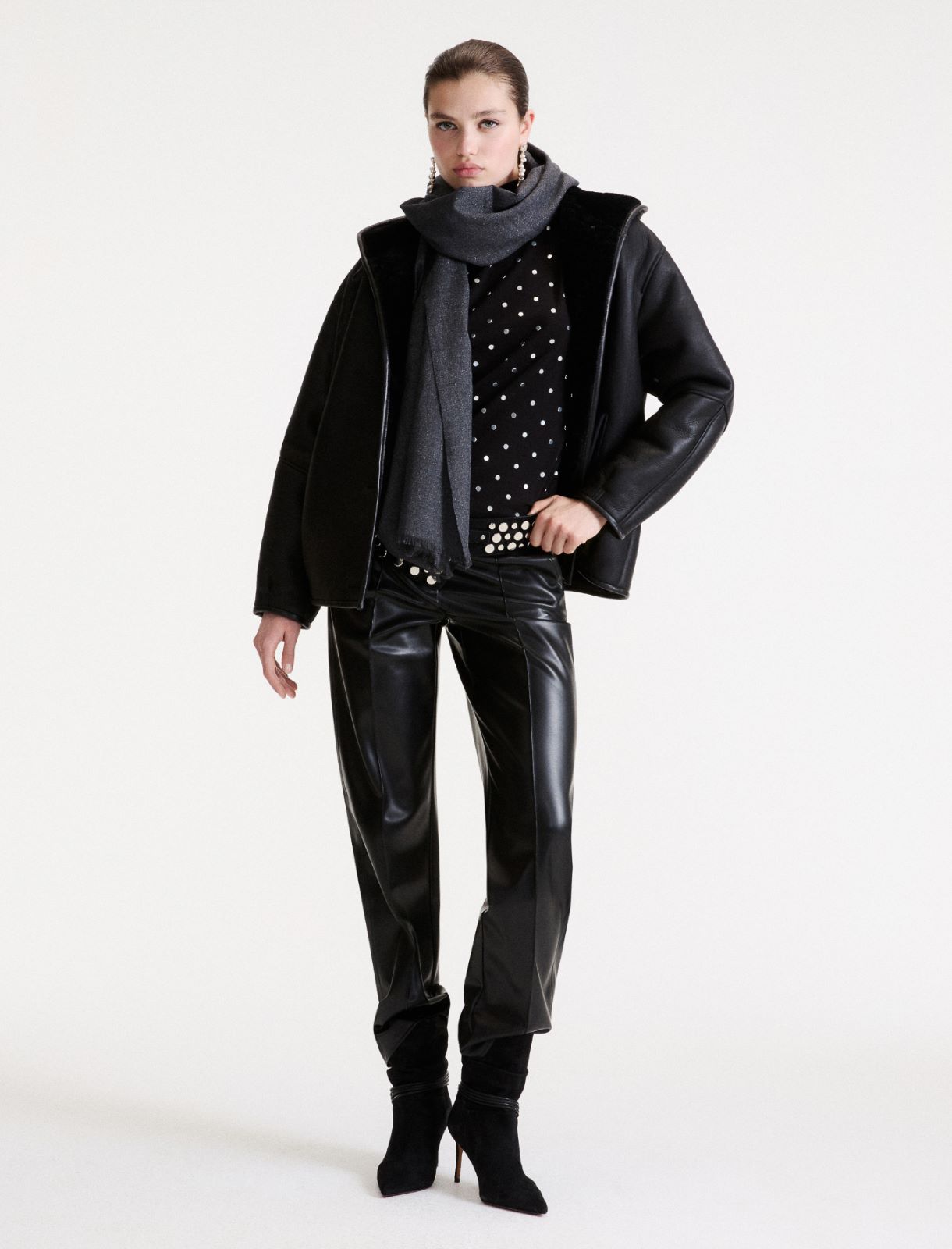 Pantalon en jersey enduit - NOIR - Marella - 2
