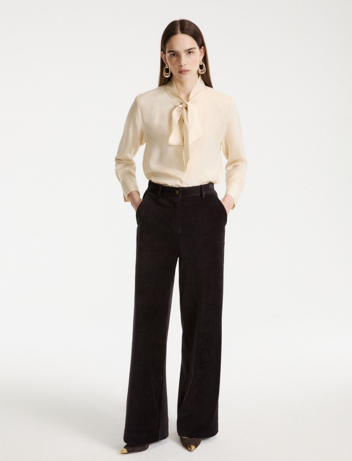 Corduroy trousers - DARK GREY - Marella - 2