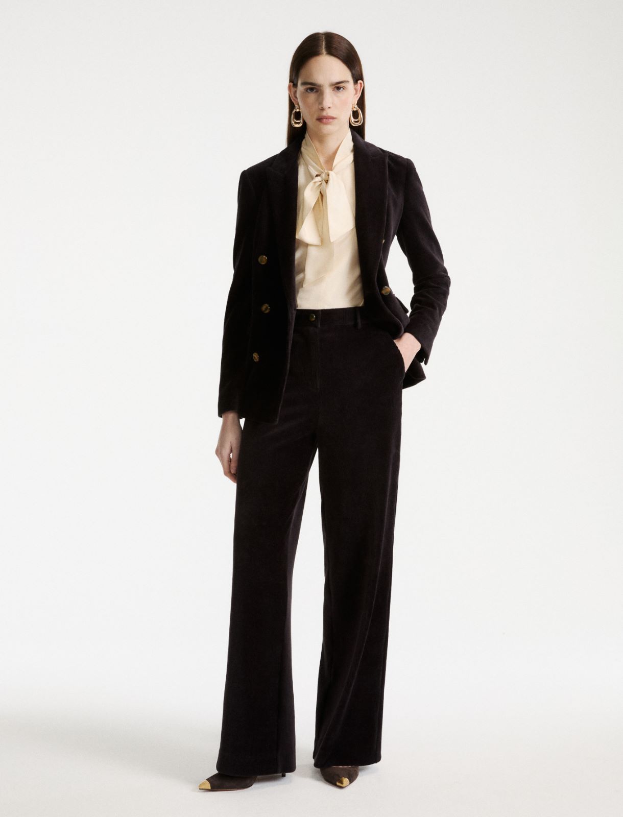 Corduroy trousers - DARK GREY - Marella - 4