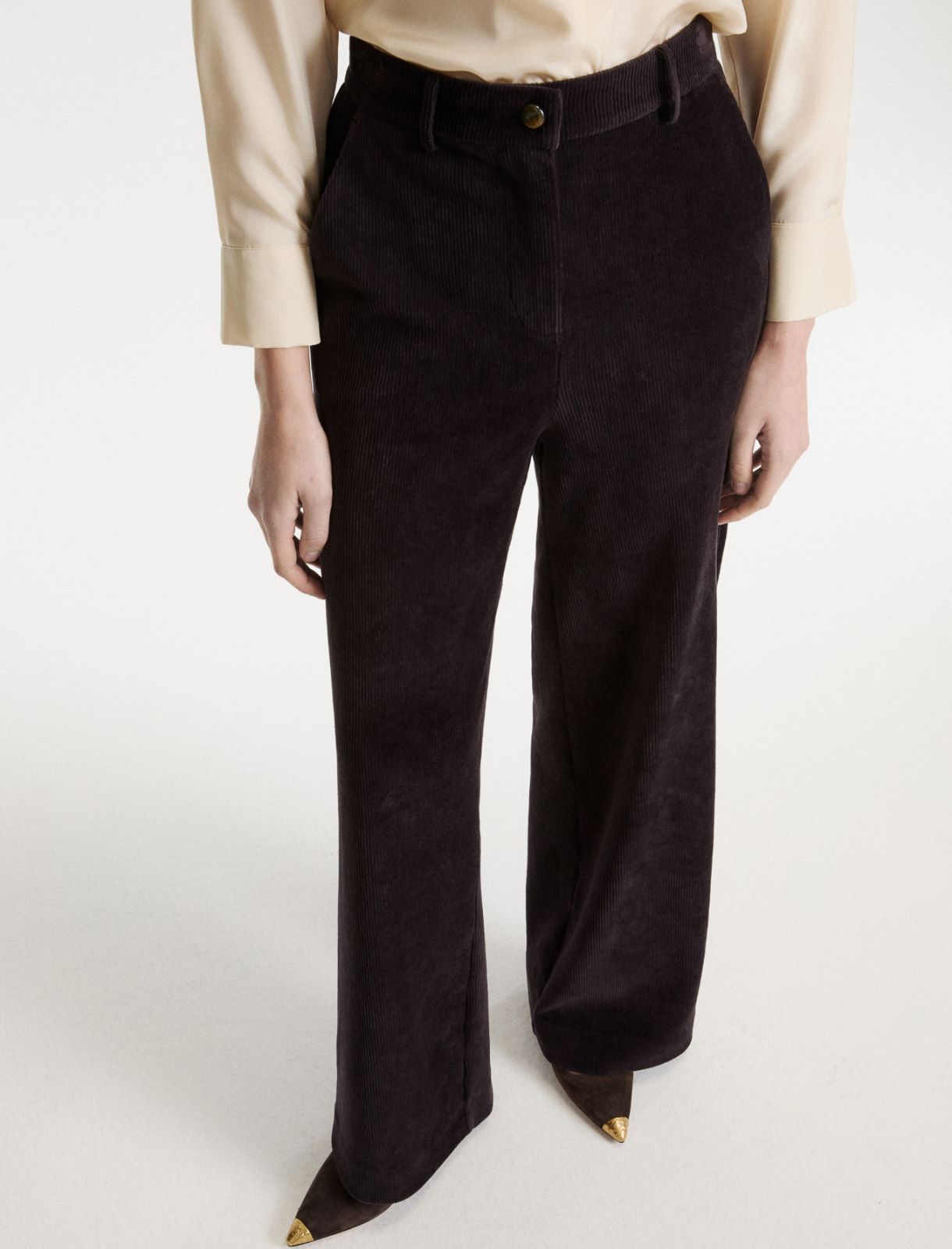Corduroy trousers - DARK GREY - Marella - 5