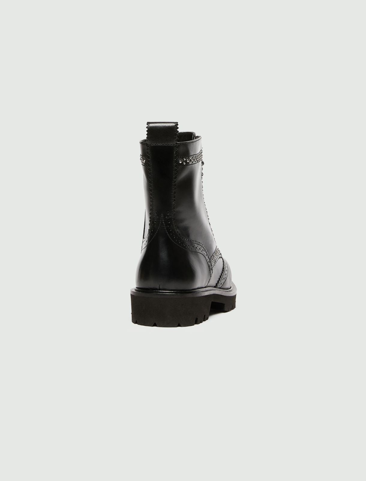 Bottines de combat en cuir brillant - NOIR - Marella - 3
