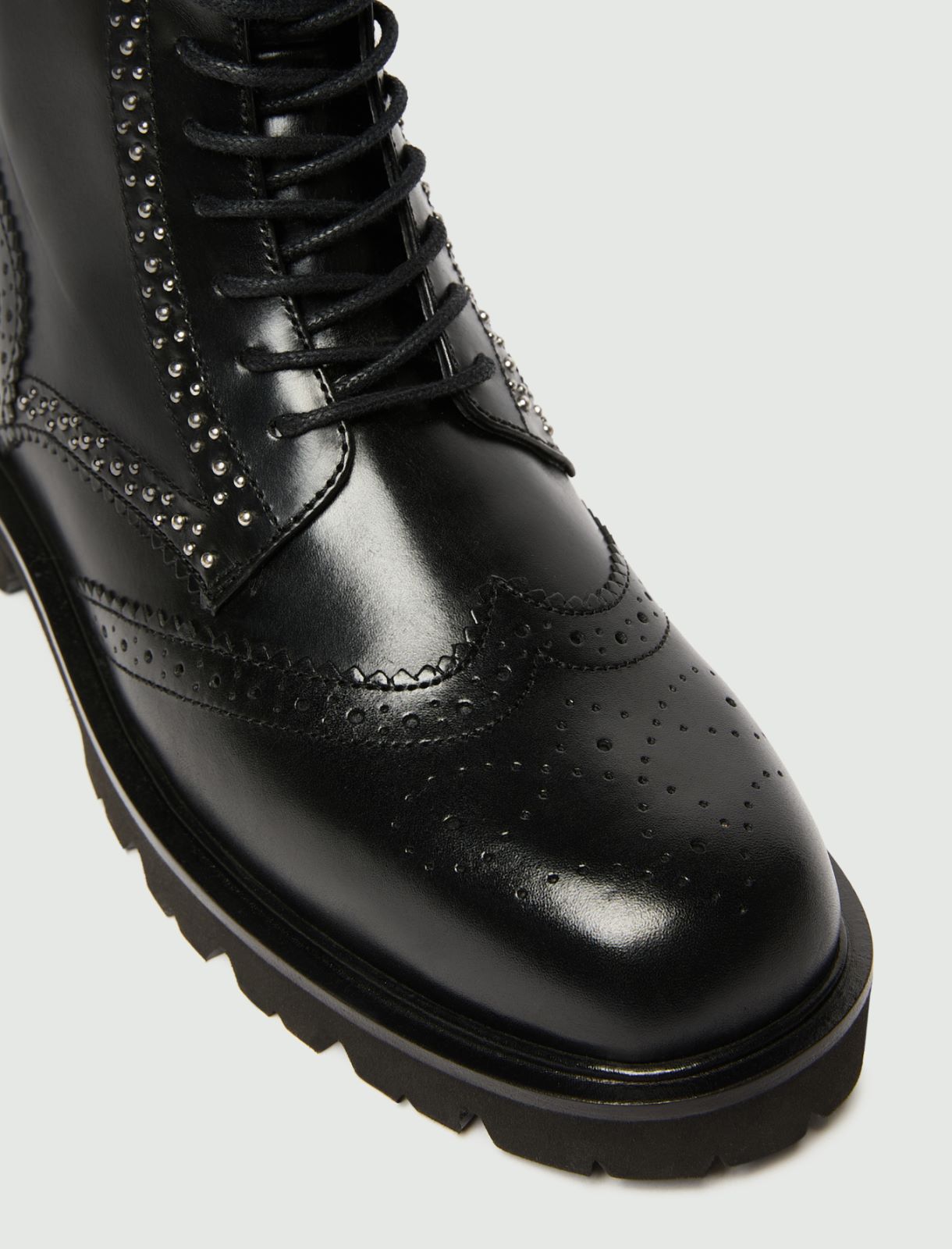 Bottines de combat en cuir brillant - NOIR - Marella - 4