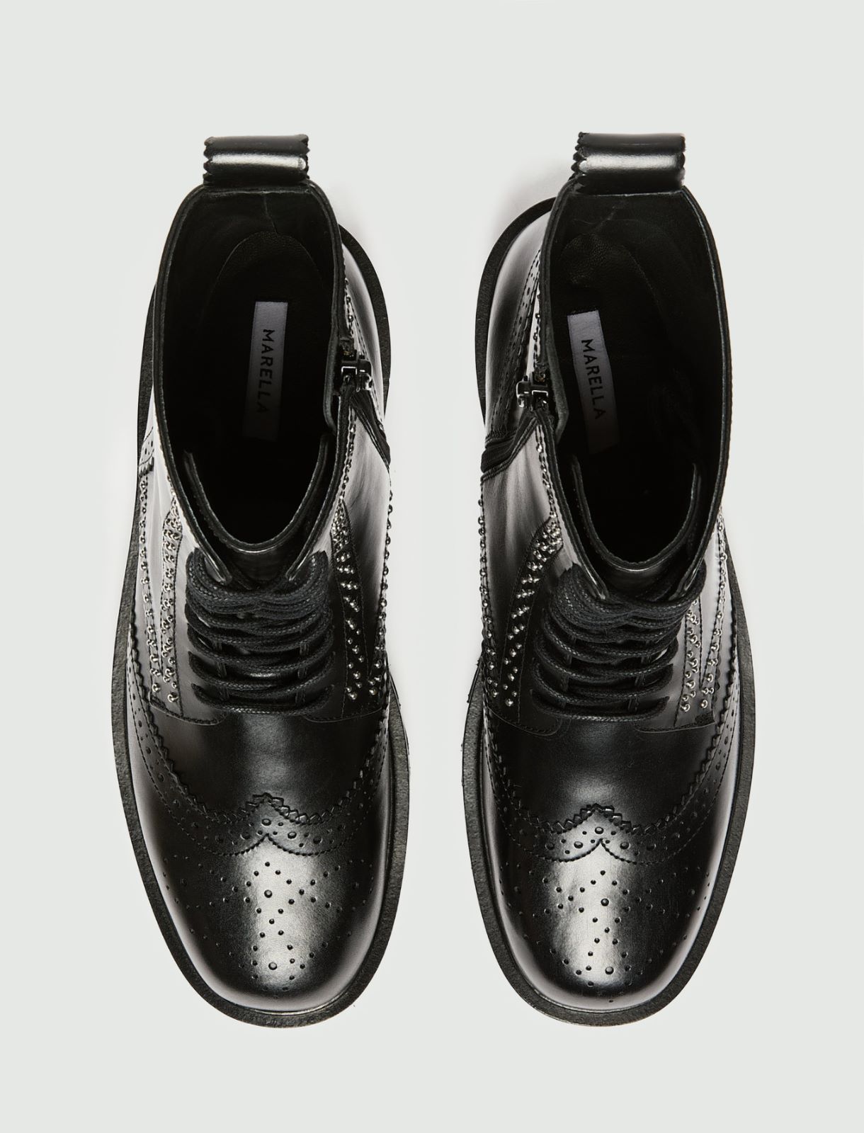Bottines de combat en cuir brillant - NOIR - Marella - 6