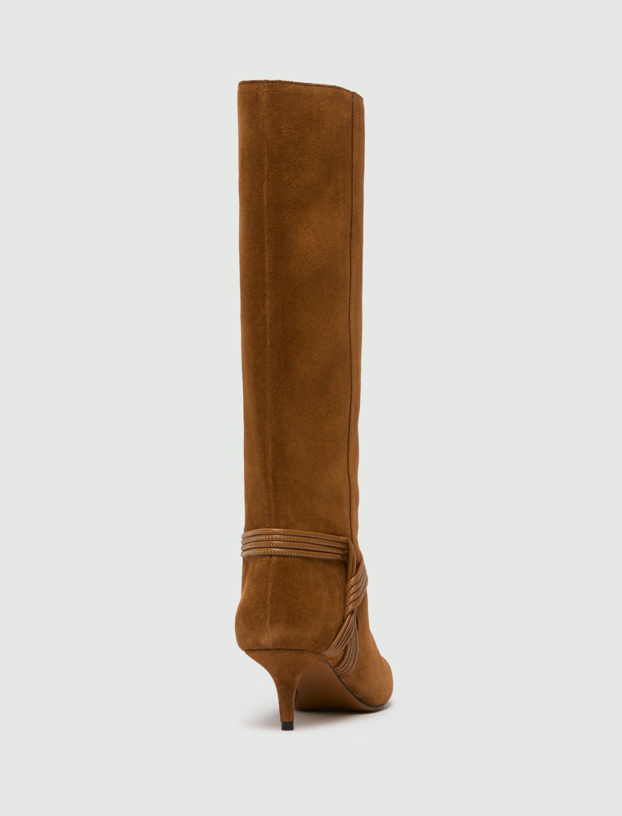 Suede boots with woven leather band - CAMEL - Marella - 3