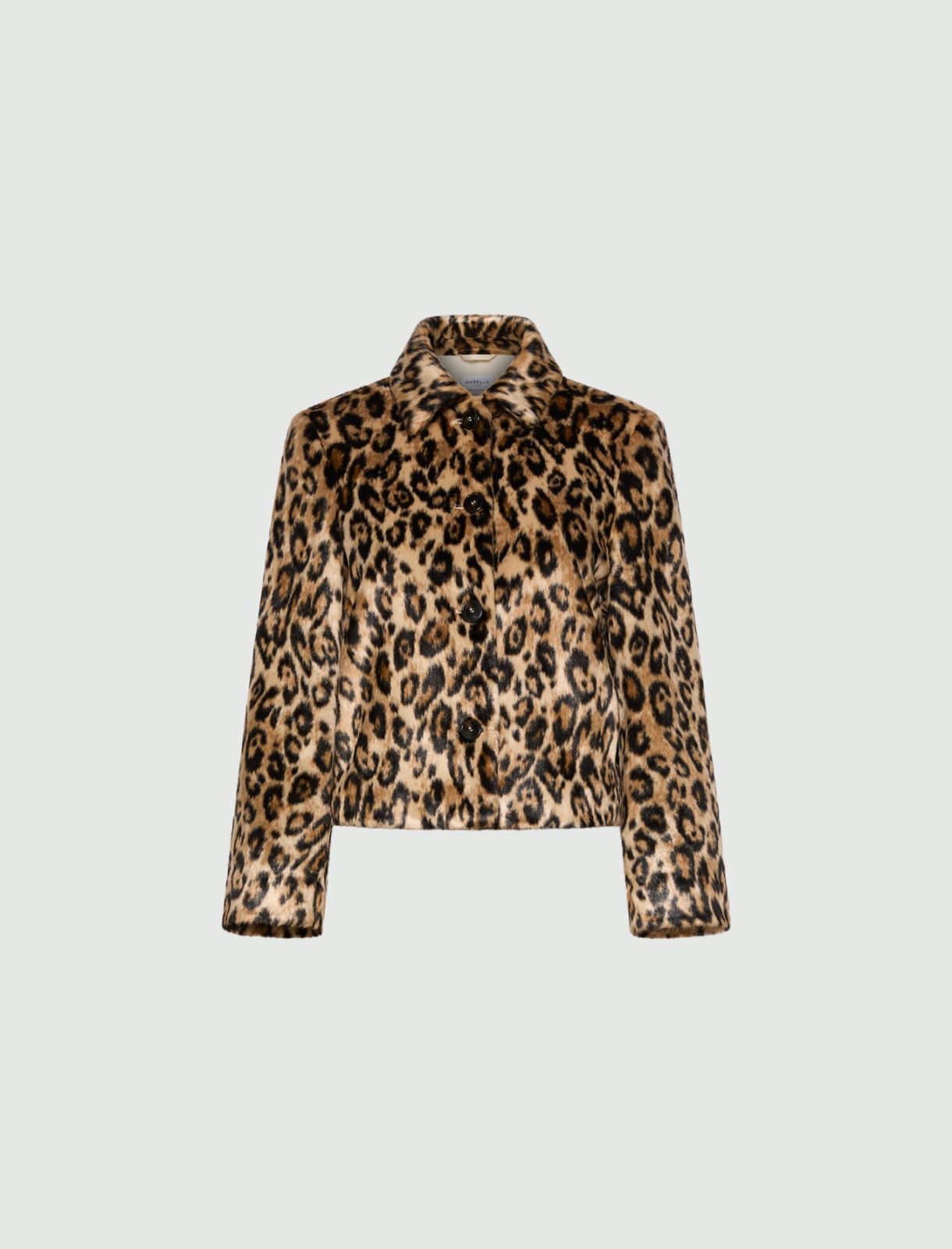 Chaqueta boxy de punto con estampado efecto poni - CAMEL - Marella