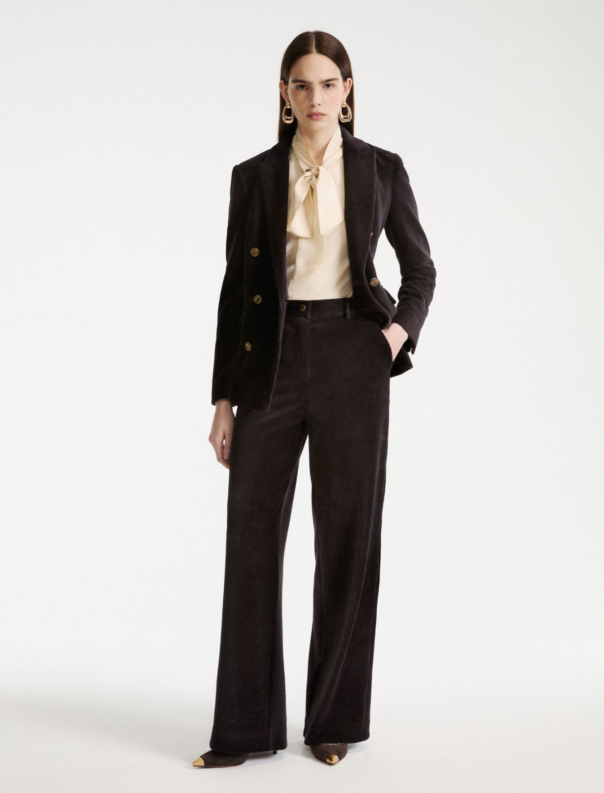 Double-breasted corduroy blazer - DARK GREY - Marella - 2
