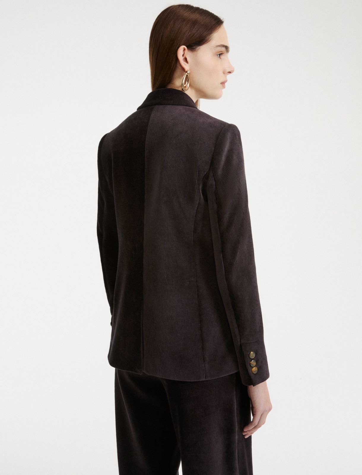Double-breasted corduroy blazer - DARK GREY - Marella - 3