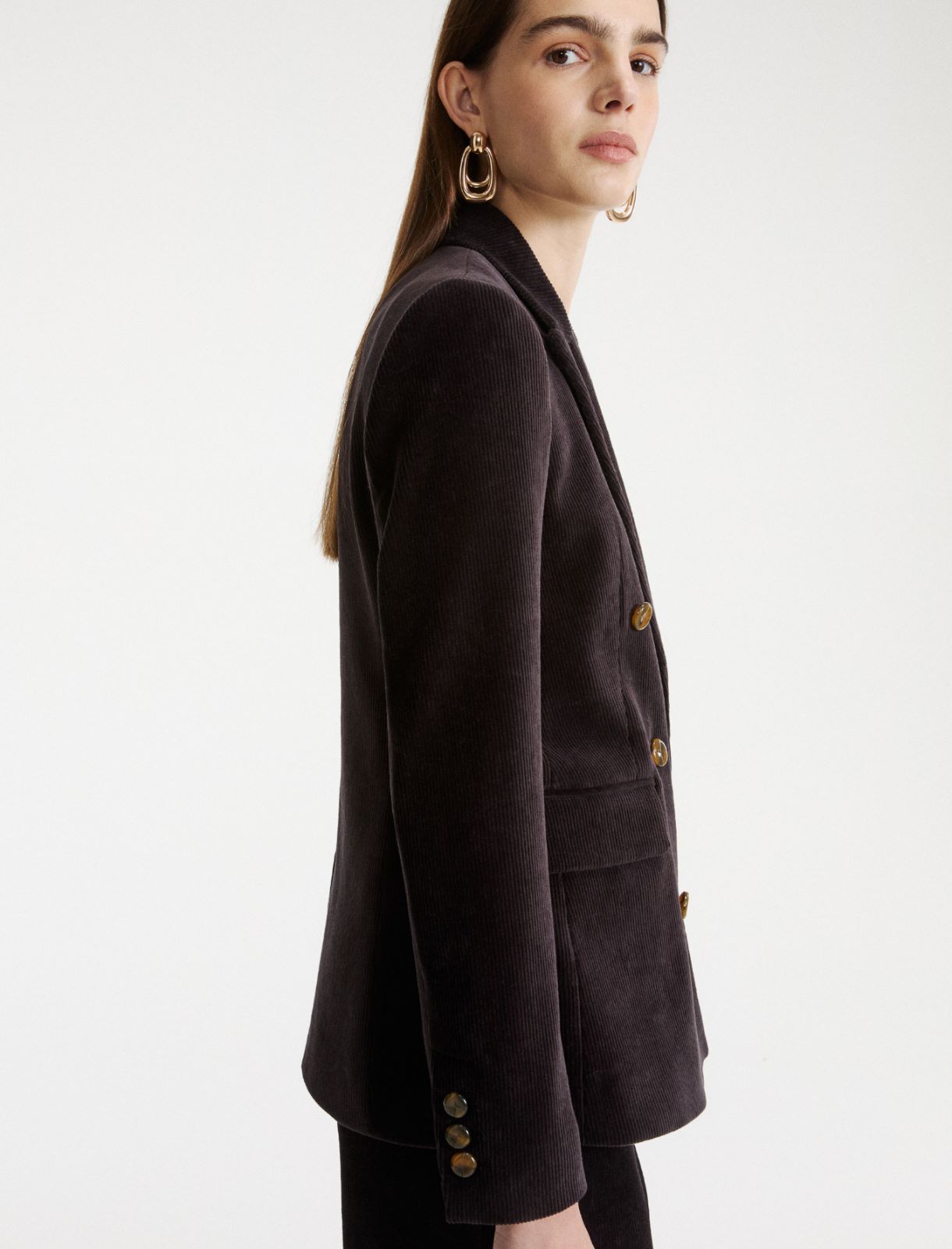 Double-breasted corduroy blazer - DARK GREY - Marella - 5