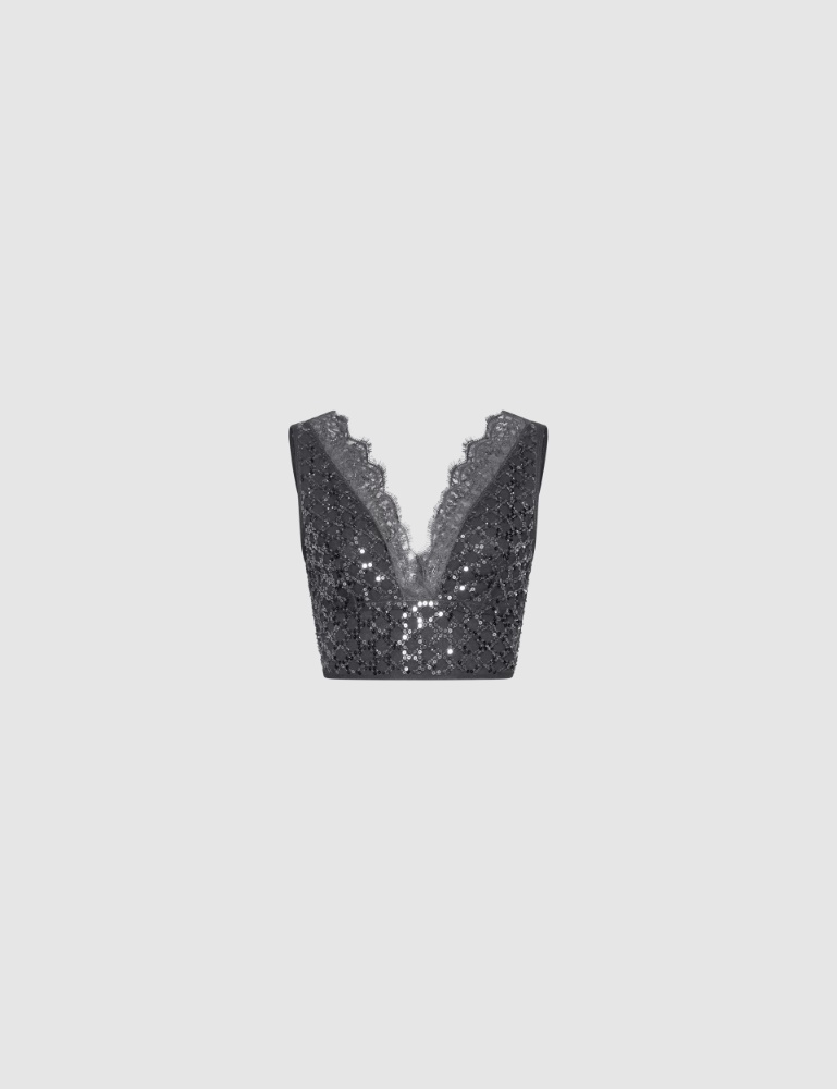 Sequinned tulle crop top - Marella