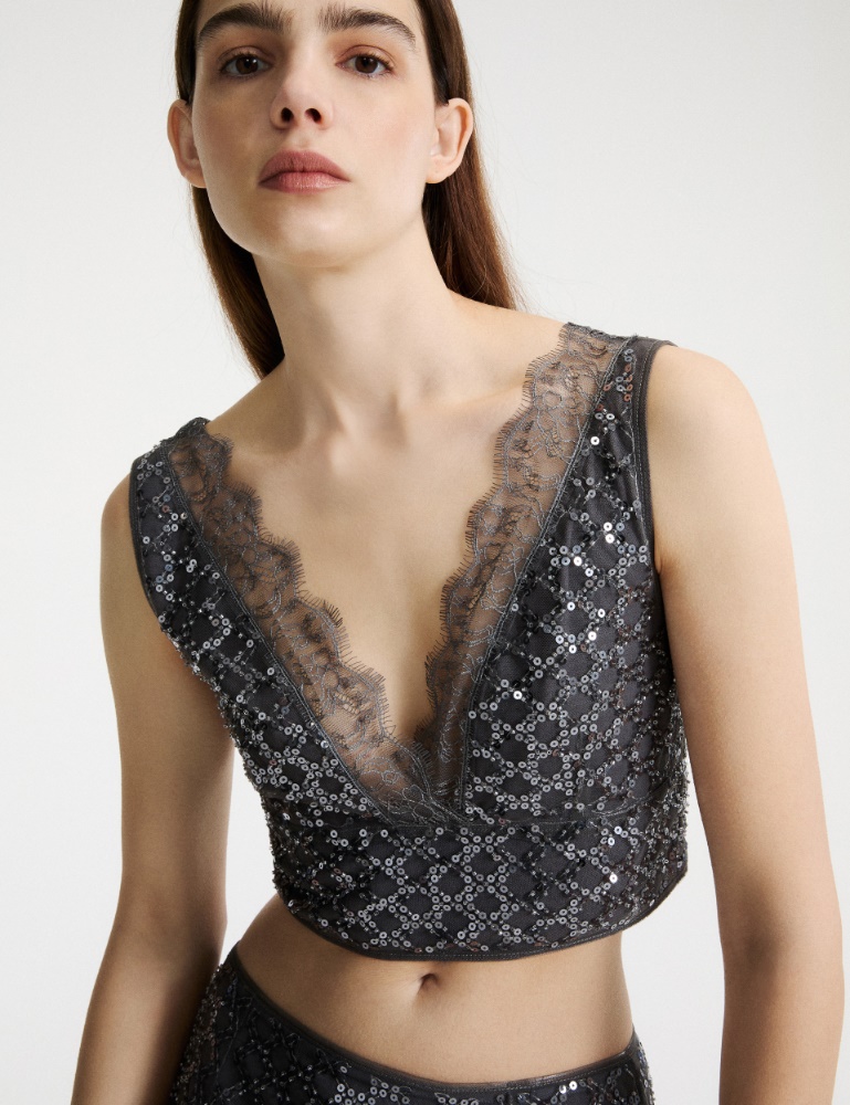 Sequinned tulle crop top - Marella