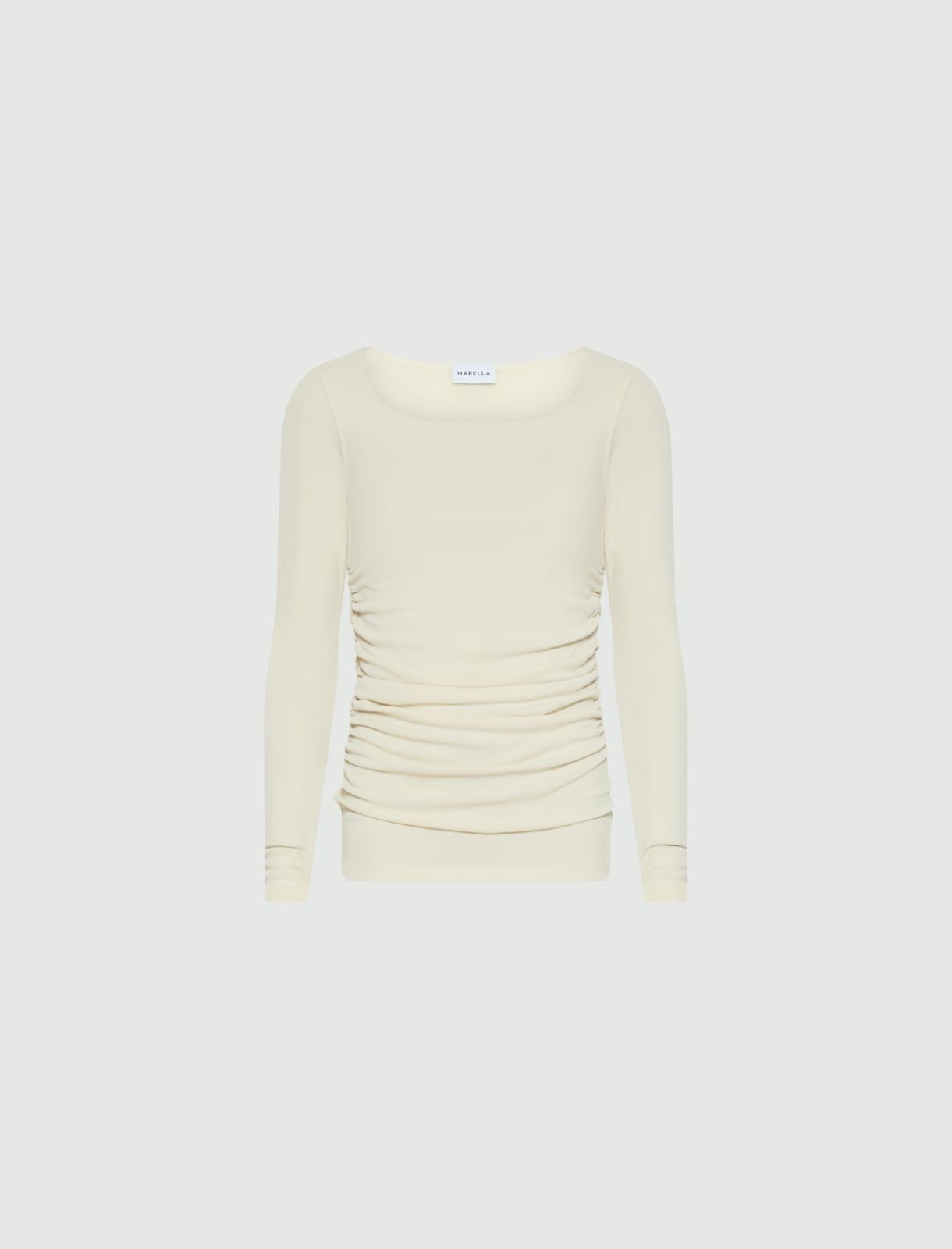 Langarm-T-Shirt aus Crêpe-Jersey - ELFENBEINFARBEN - Marella
