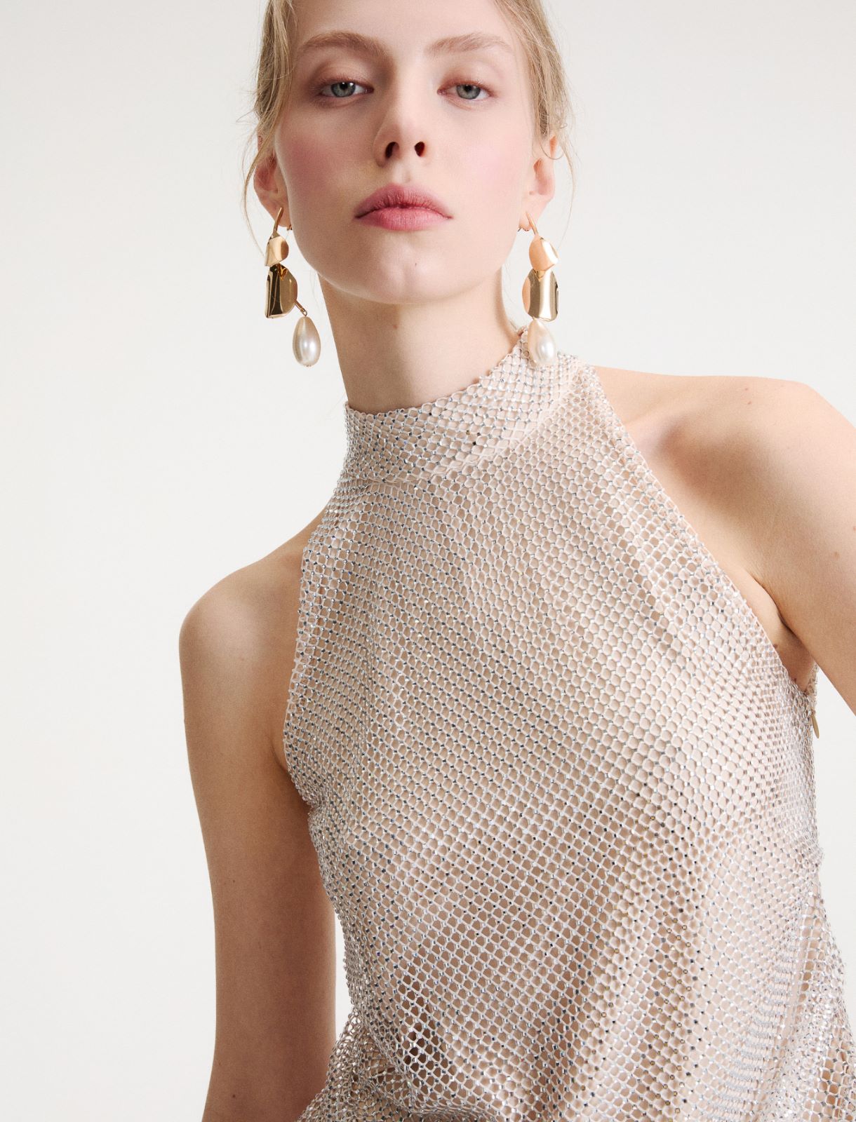 Ärmelloses Top aus Mesh mit Kristallen - EIS - Marella - 5