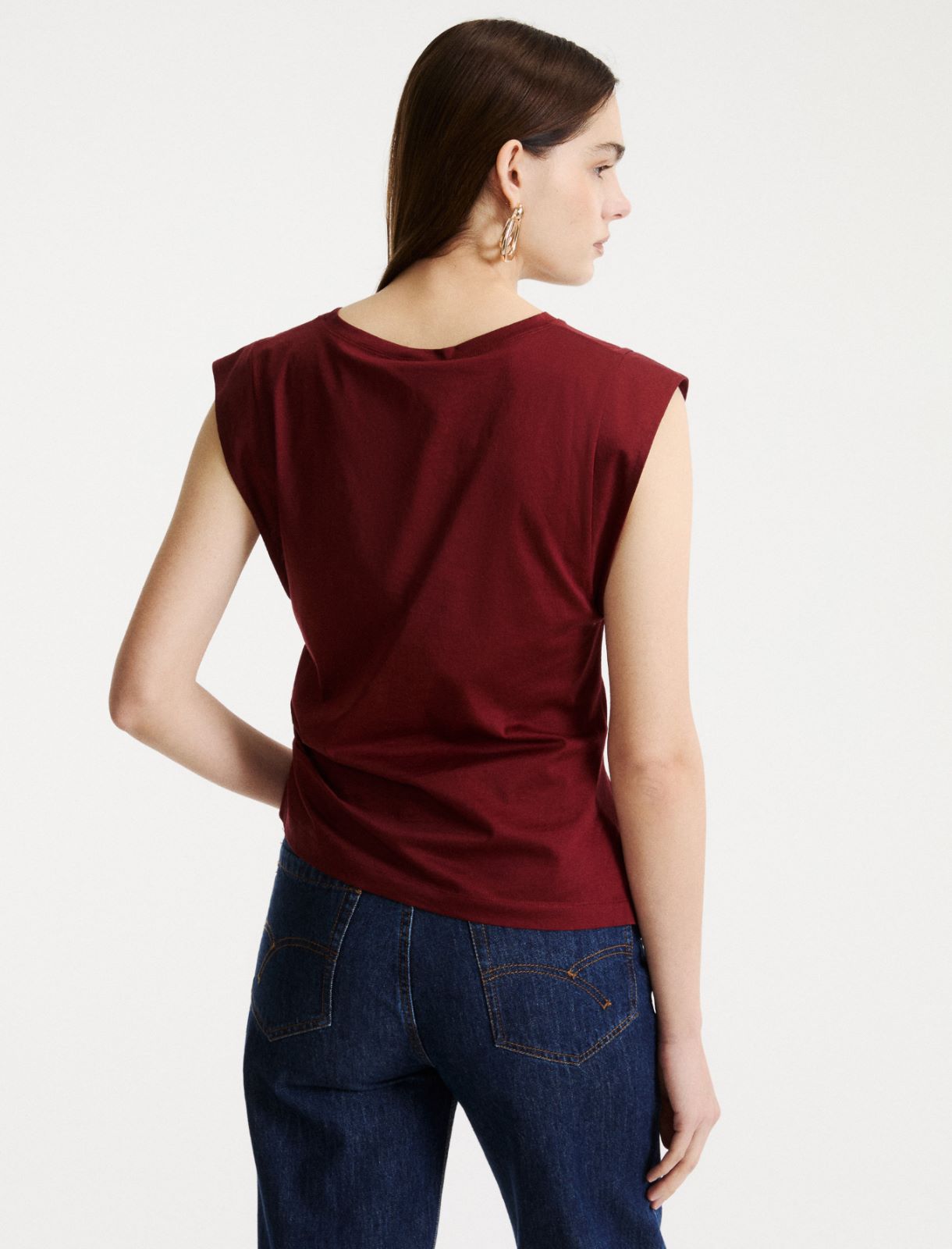 Top asimmetrico in jersey di cotone - BORDEAUX - Marella - 3
