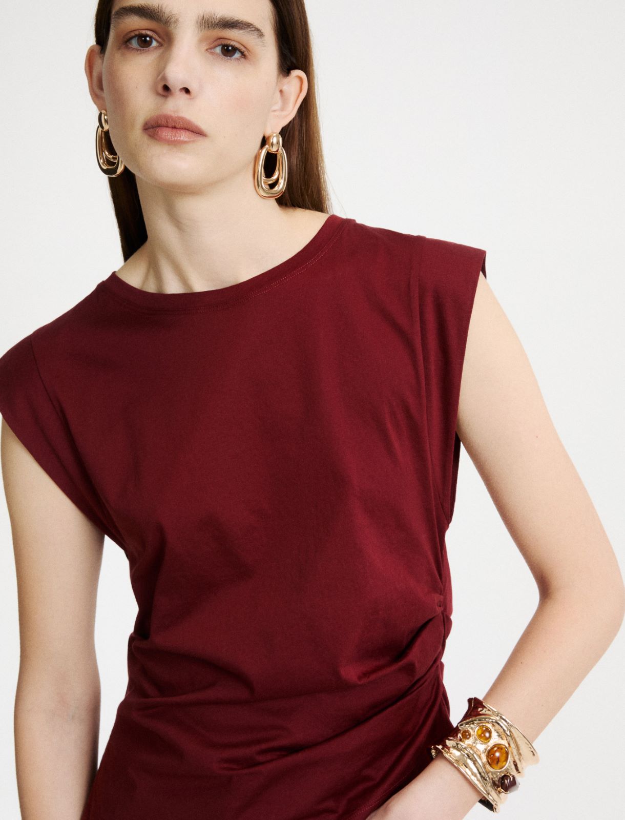 Top asimmetrico in jersey di cotone - BORDEAUX - Marella - 5