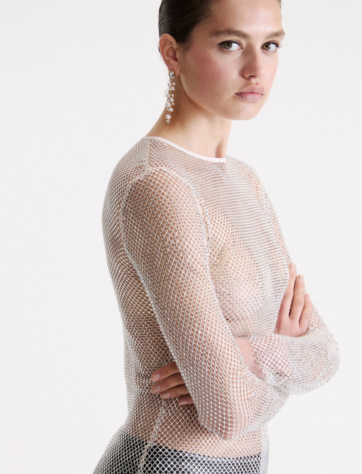 Maglia in rete con strass - GHIACCIO - Marella - 5