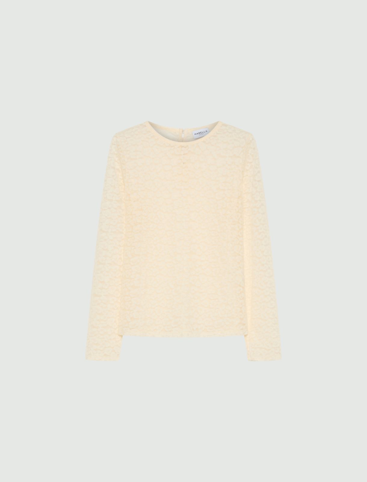 T-shirt a manica lunga in jersey pizzo - PANNA - Marella