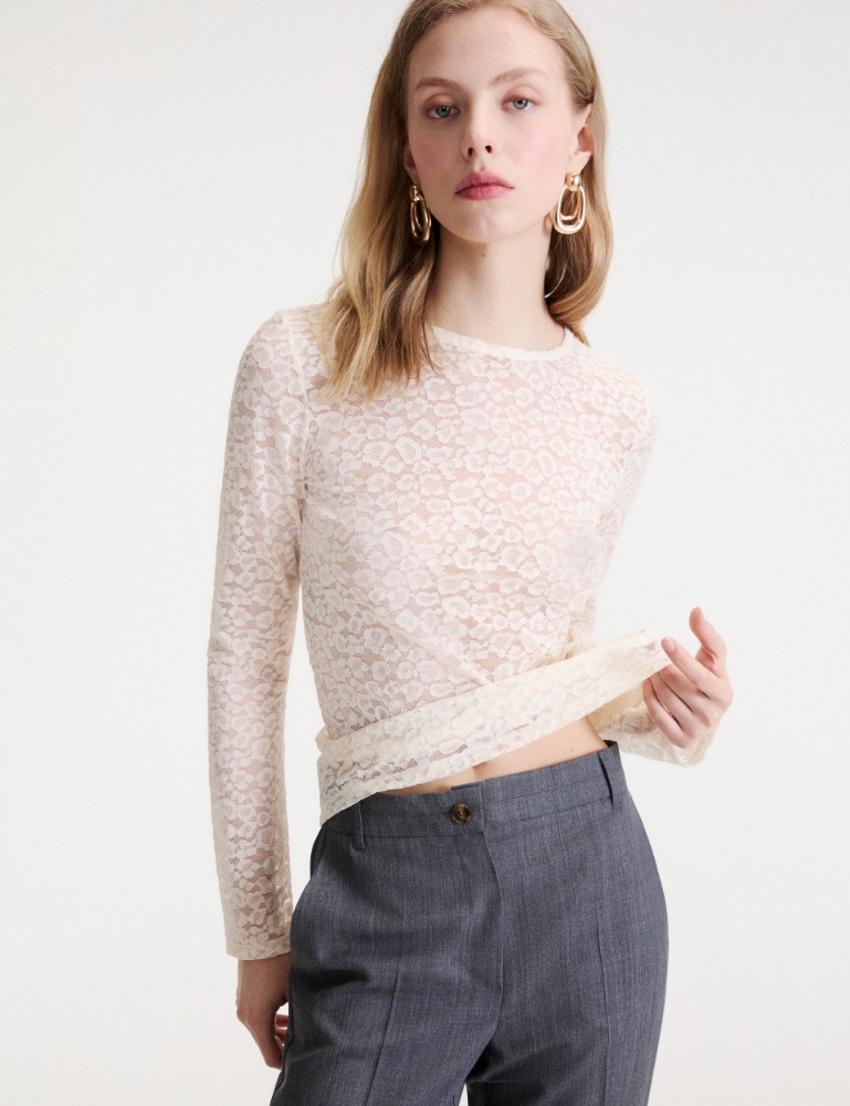 T-shirt a manica lunga in jersey pizzo - Marella