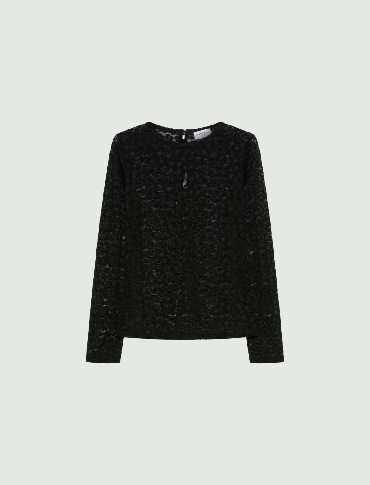 T-shirt a manica lunga in jersey pizzo - NERO - Marella