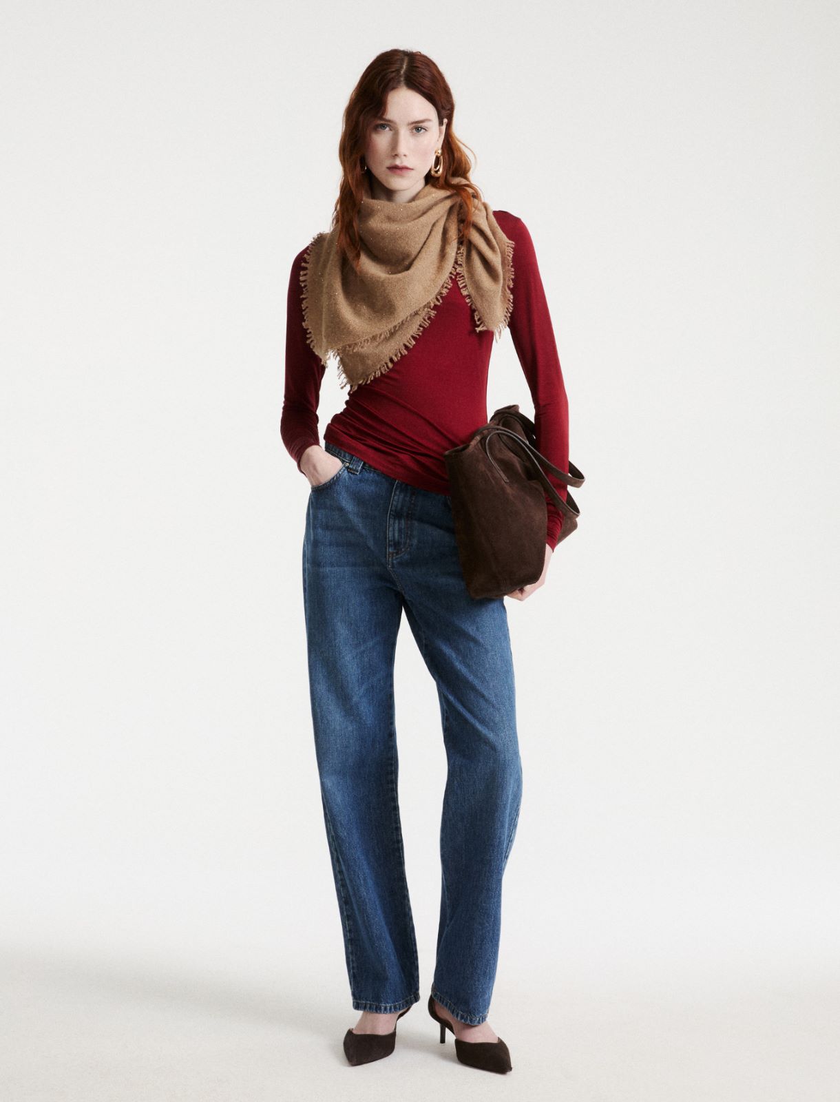 Fitted long-sleeved T-shirt - BORDEAUX - Marella - 2