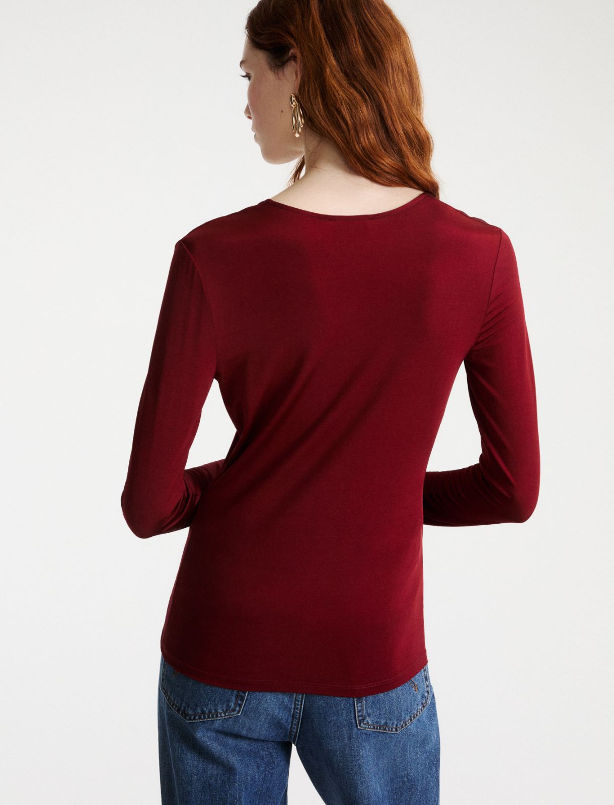 Fitted long-sleeved T-shirt - BORDEAUX - Marella - 3
