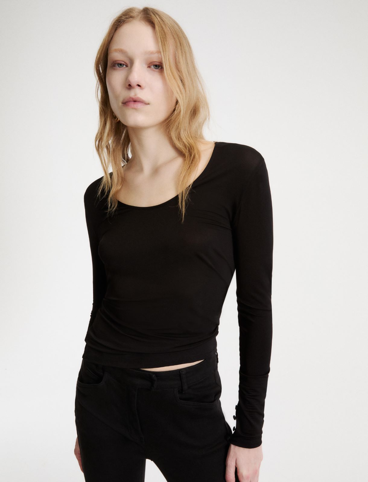 Fitted long-sleeved T-shirt - BLACK - Marella - 4