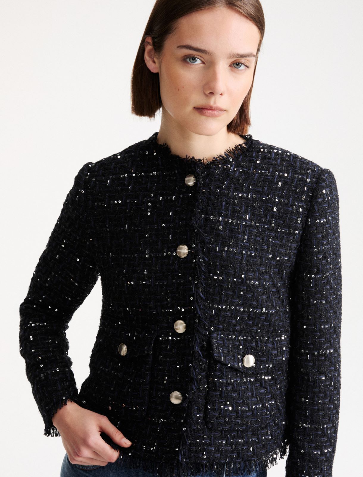 Sequinned natté jacket - Midnightblue - Marella - 5