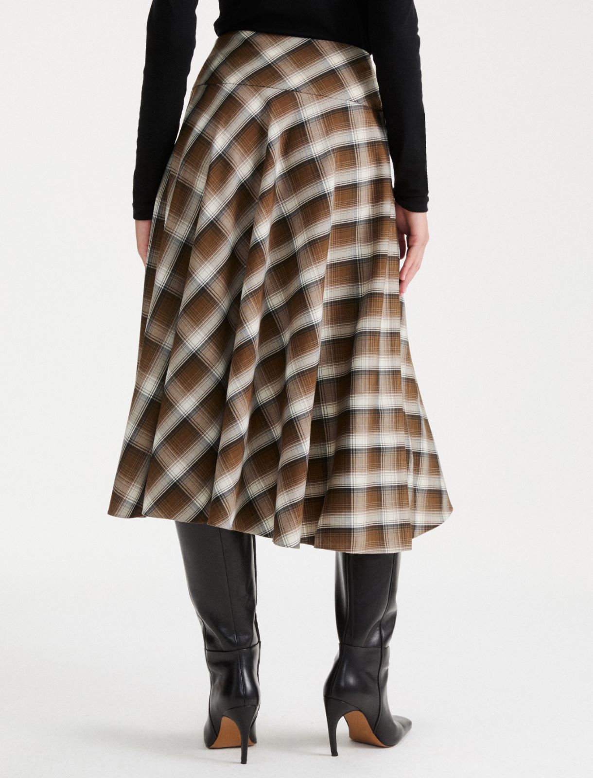 Gonna semi ruota in misto viscosa stretch - KAKI - Marella - 3