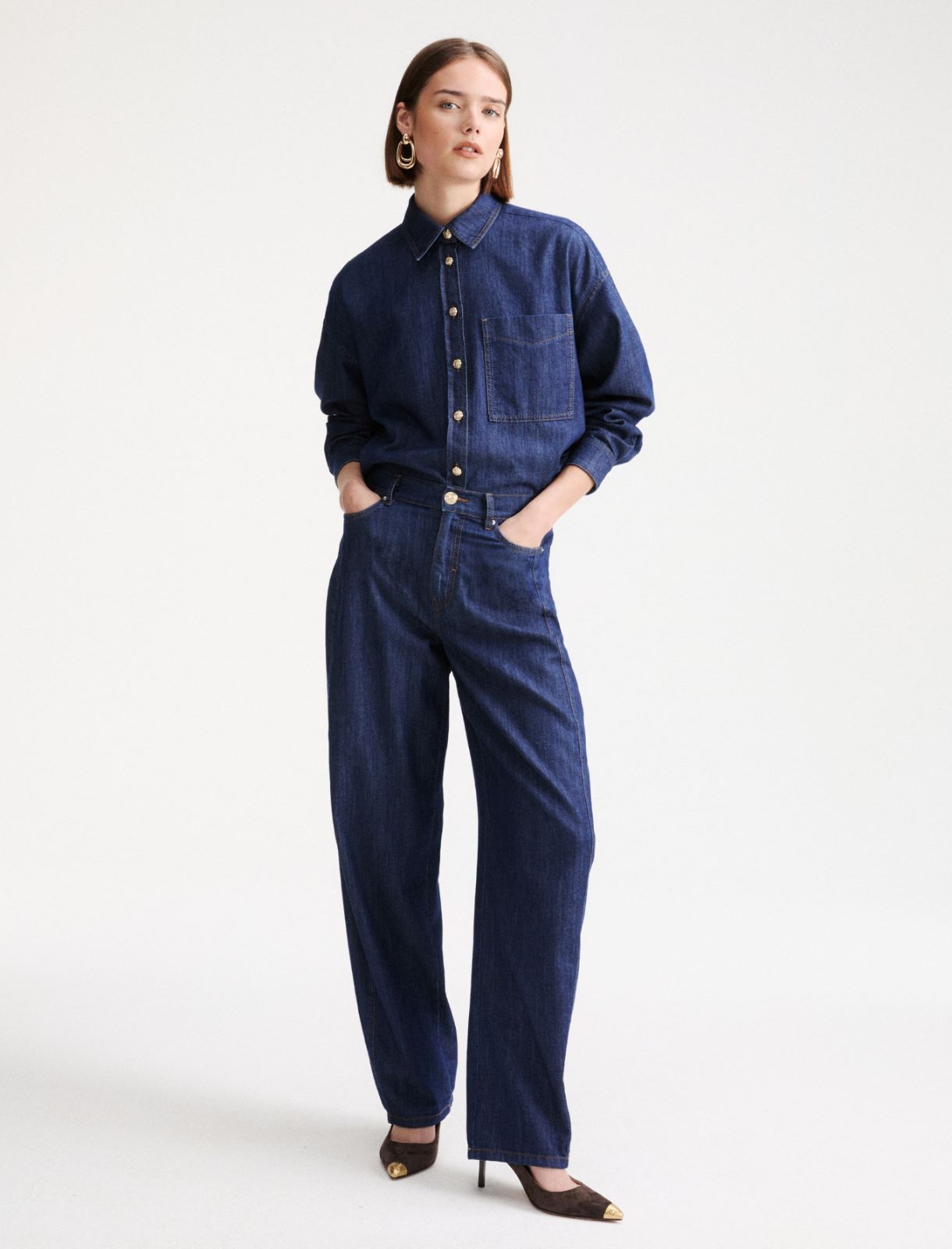 Oversized fluid denim shirt - Blue jeans - Marella - 2