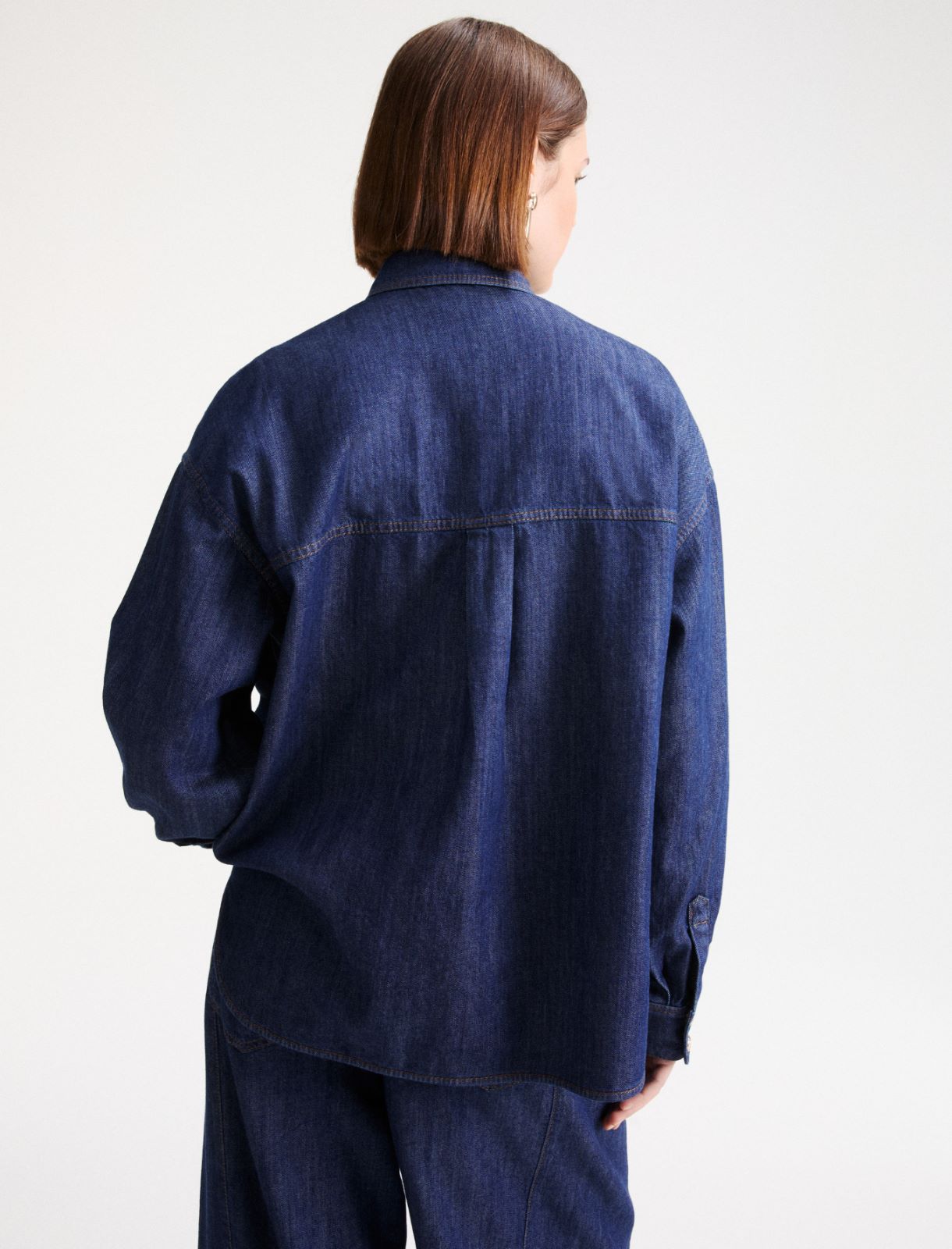 Oversized fluid denim shirt - Blue jeans - Marella - 3