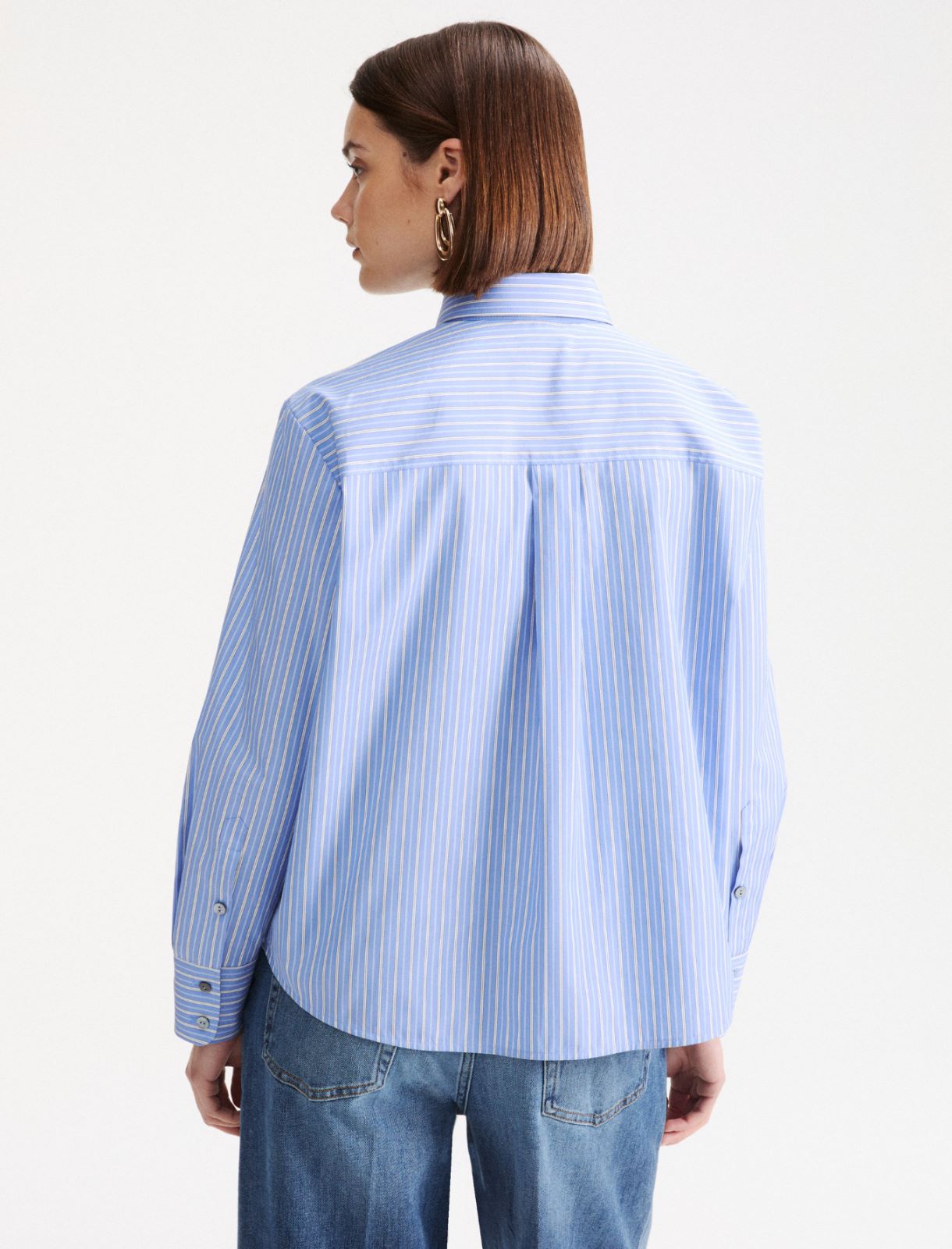 Boxy-fit poplin shirt - Deep blue - Marella - 3