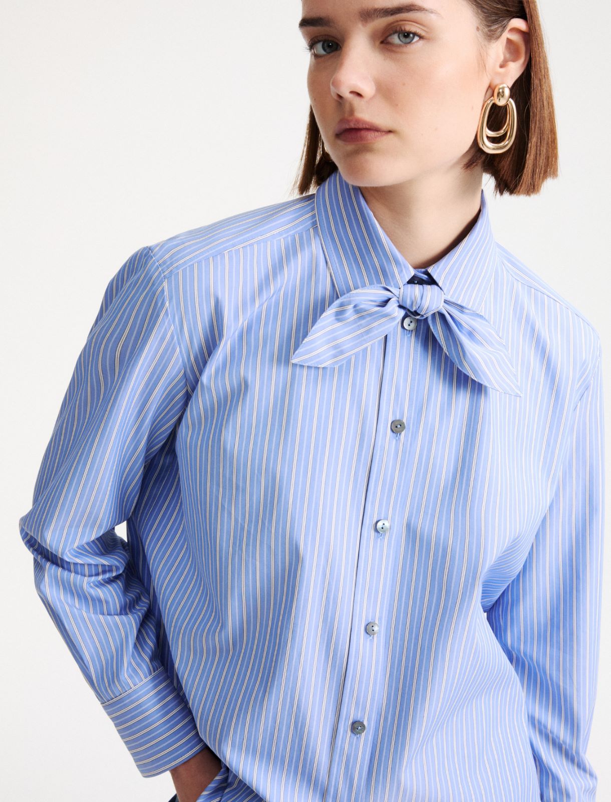 Boxy-fit poplin shirt - Deep blue - Marella - 5