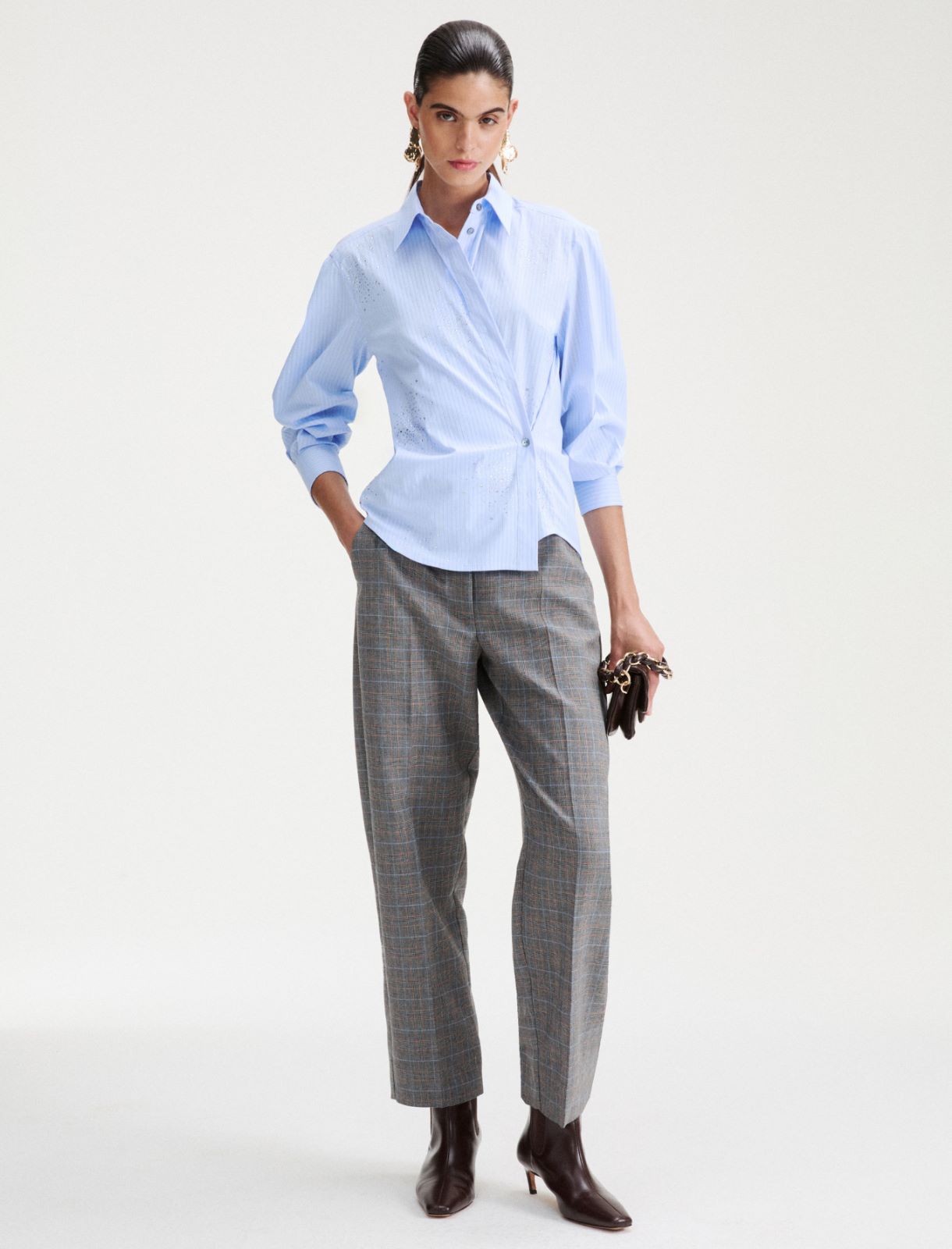 Crystal-embellished poplin shirt - DEEP BLUE - Marella - 2