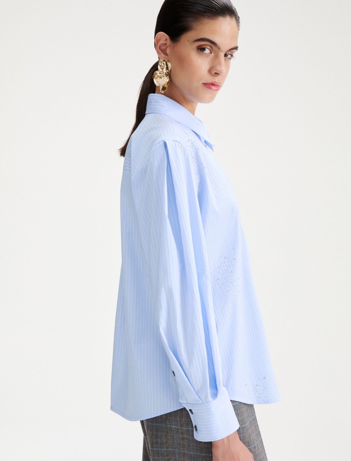 Crystal-embellished poplin shirt - DEEP BLUE - Marella - 6
