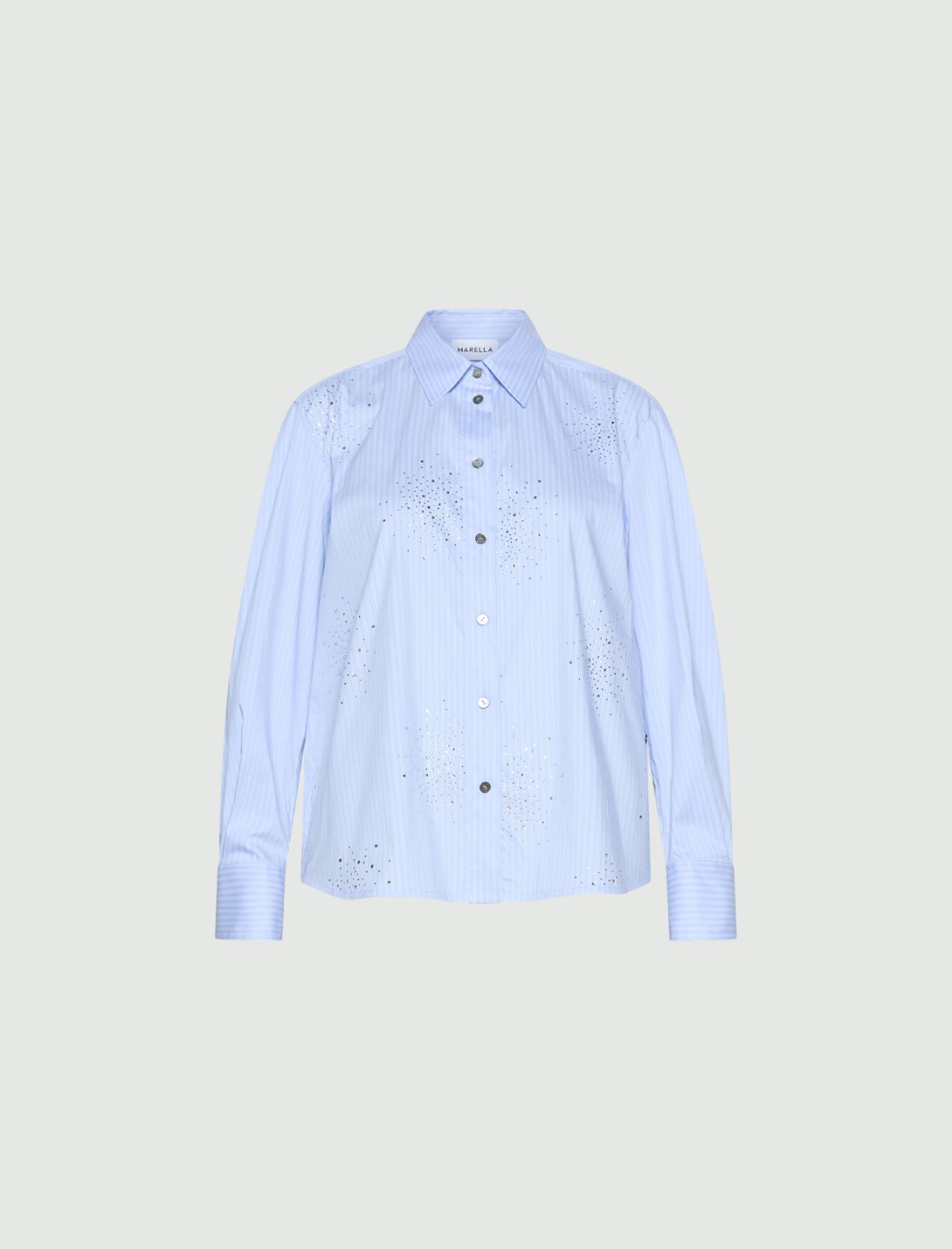 Camicia in popeline con cristalli - AZZURRO INTENSO - Marella