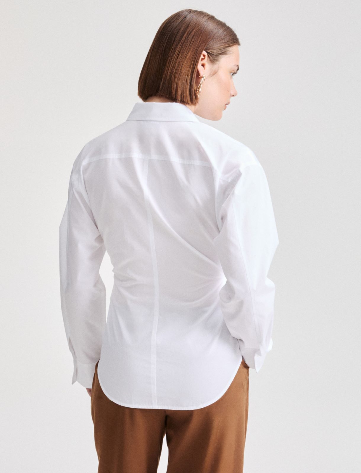 Camisa asimétrica de popelina - Blanco - Marella - 3